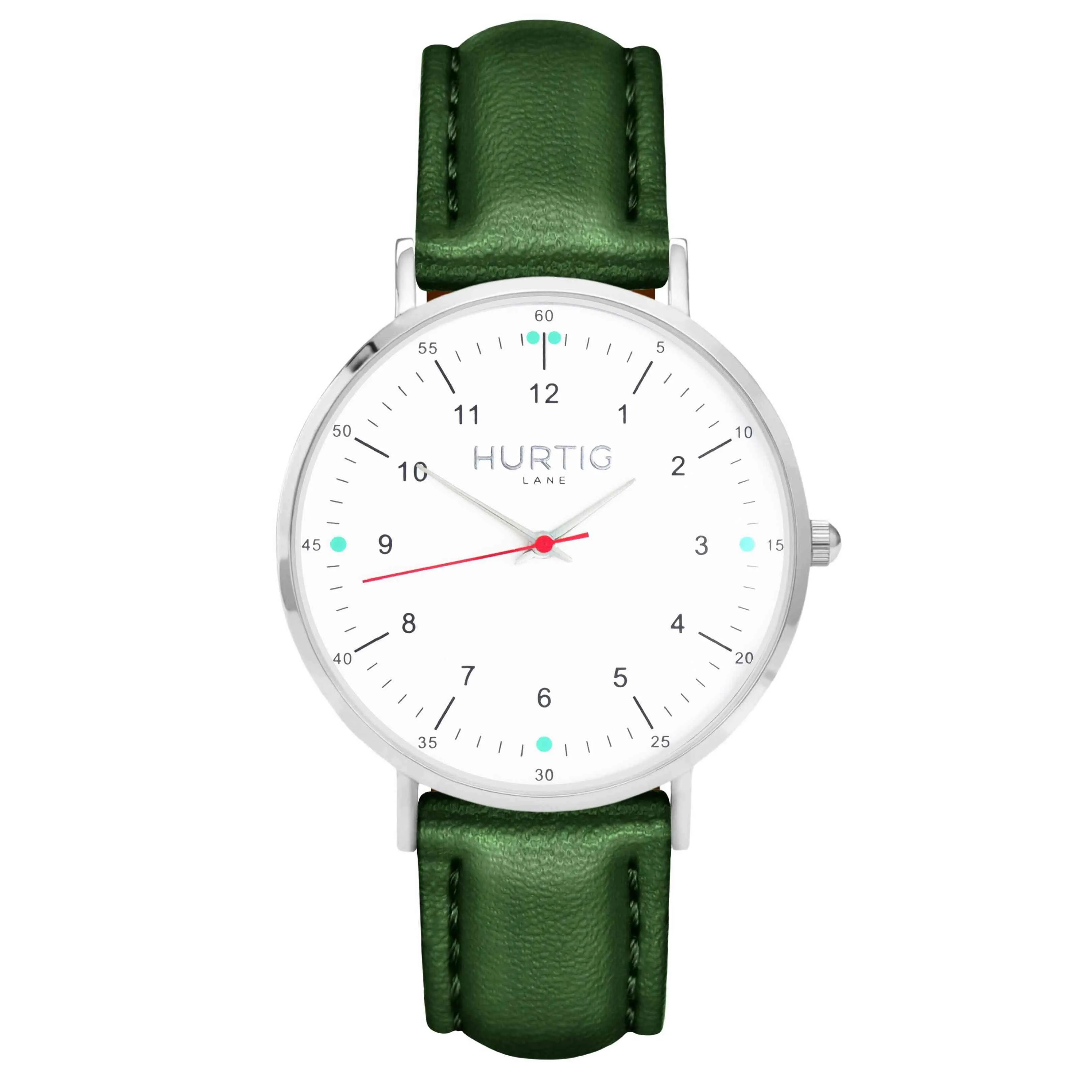 Moderna Vegan Leather Watch Silver, White & Tan