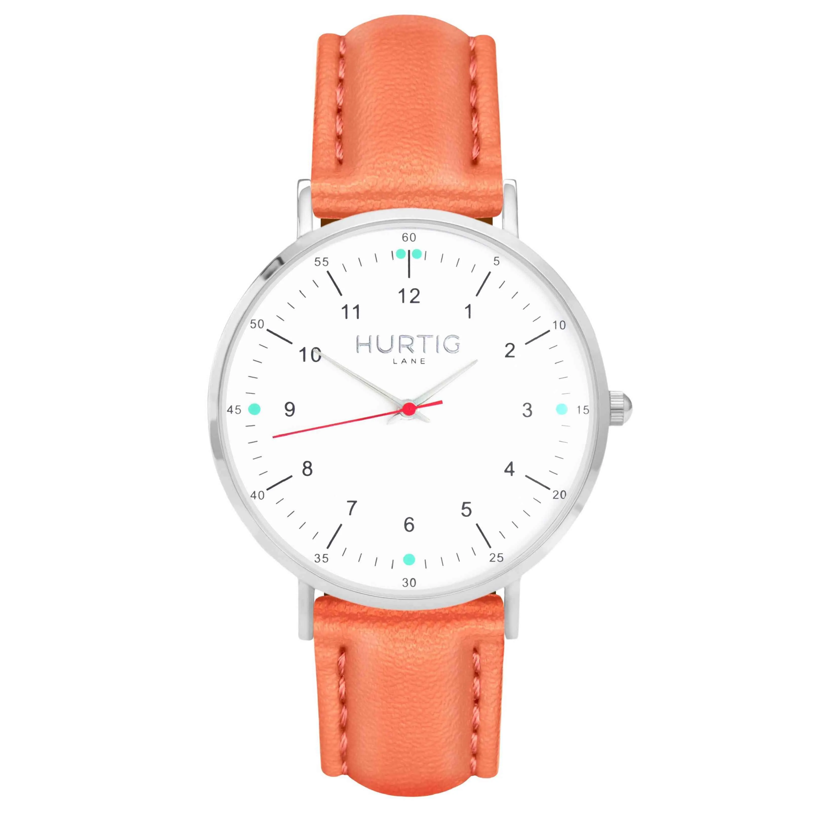 Moderna Vegan Leather Watch Silver, White & Tan