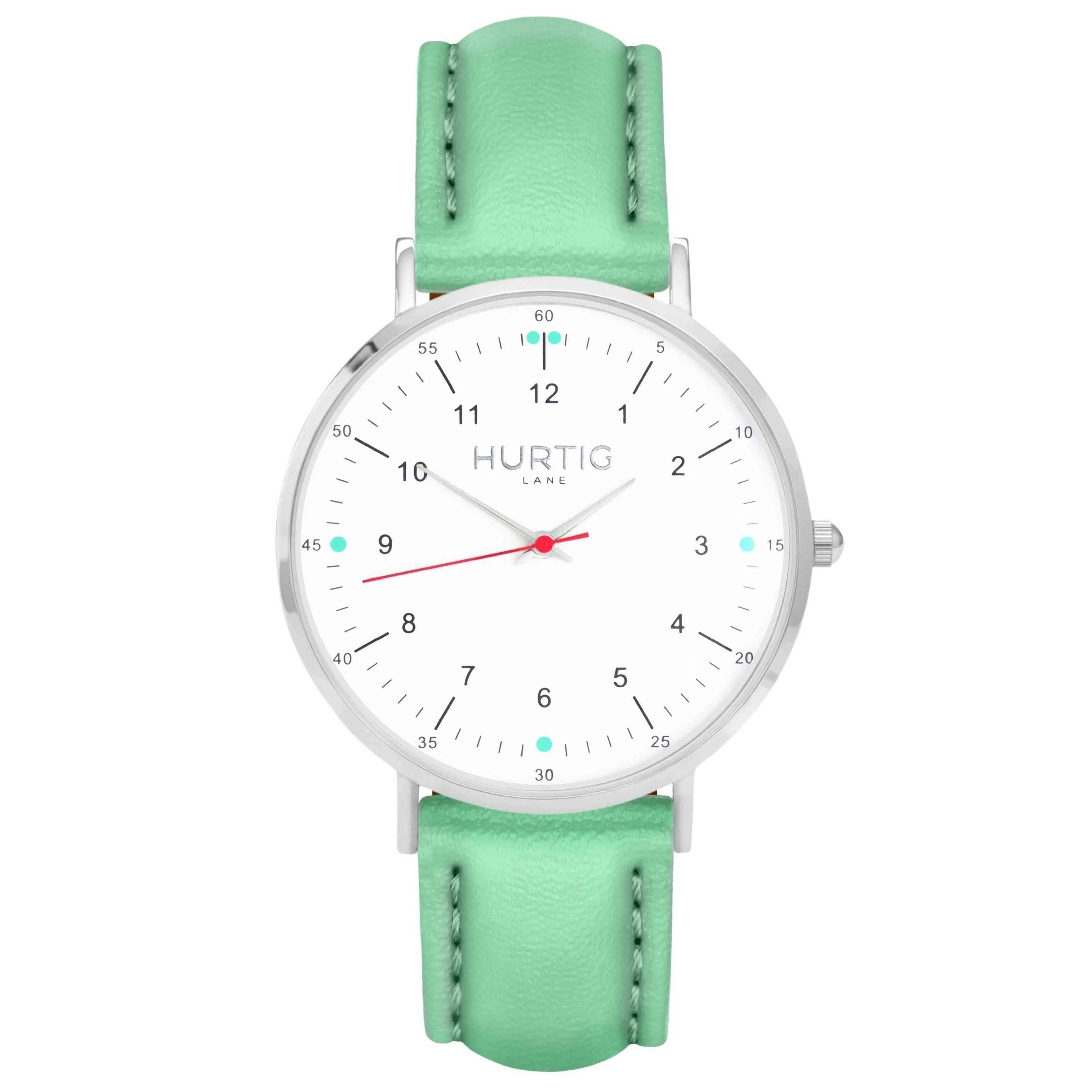 Moderna Vegan Leather Watch Silver, White & Tan