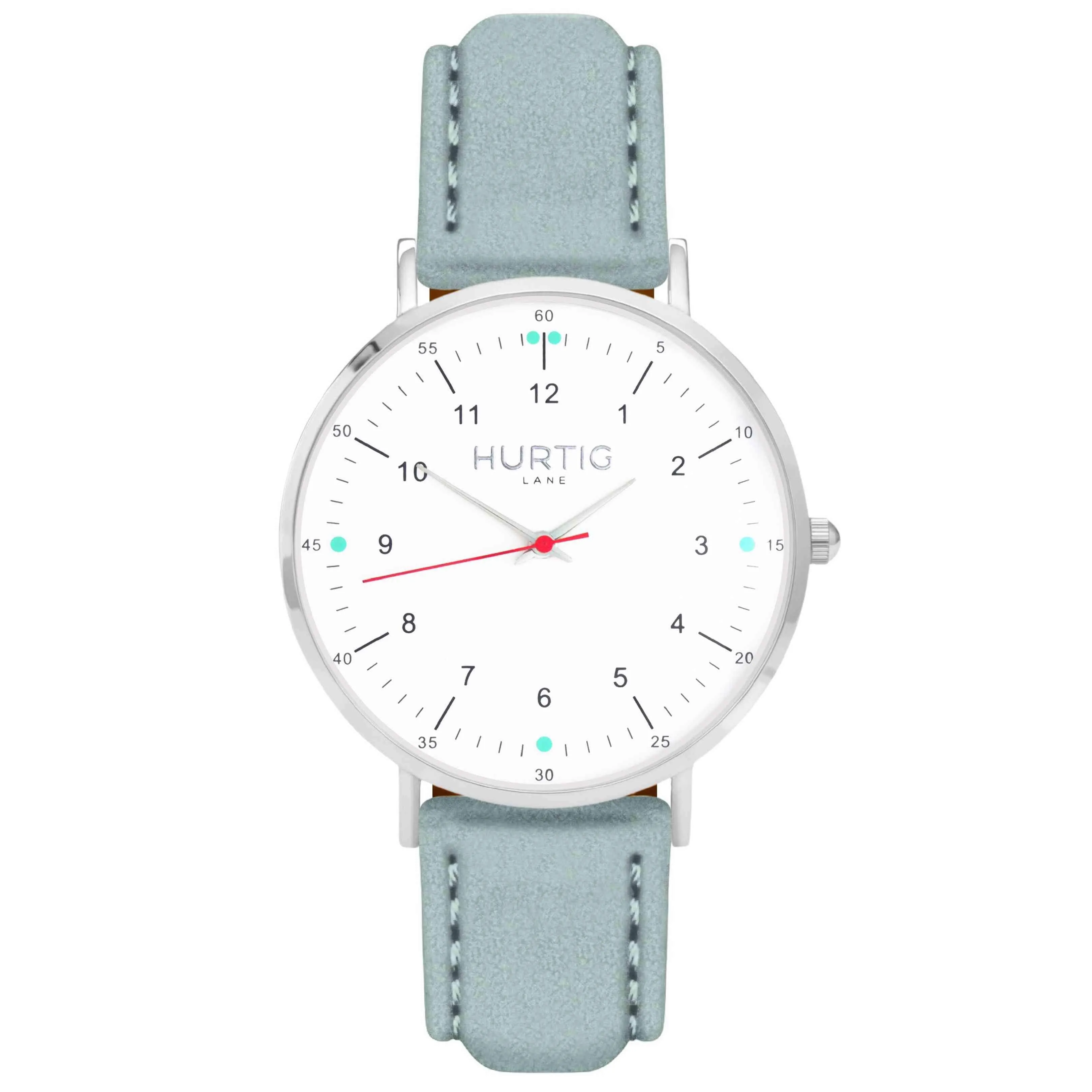 Moderna Vegan Suede Watch Silver, White & Forest Green