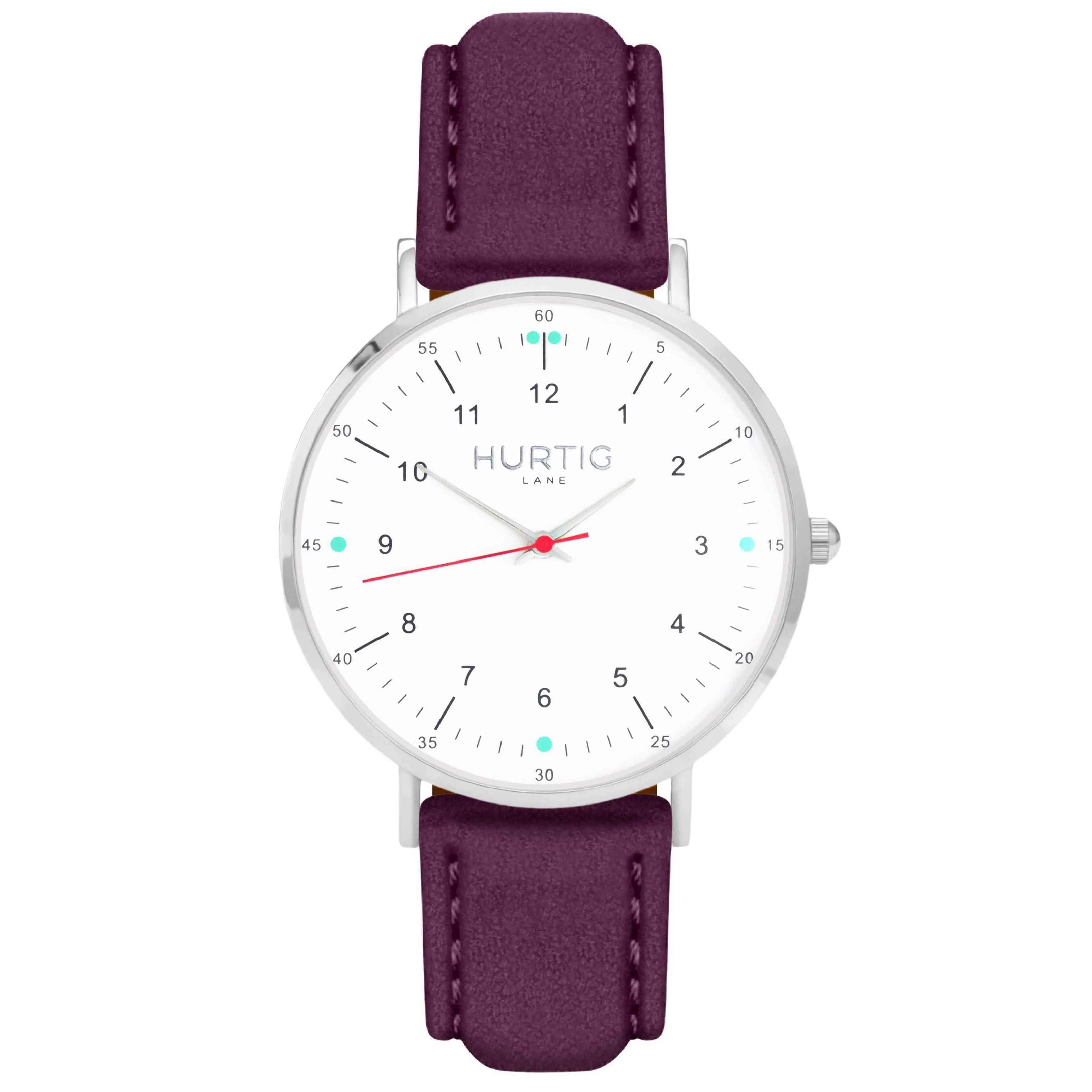 Moderna Vegan Suede Watch Silver, White & Forest Green