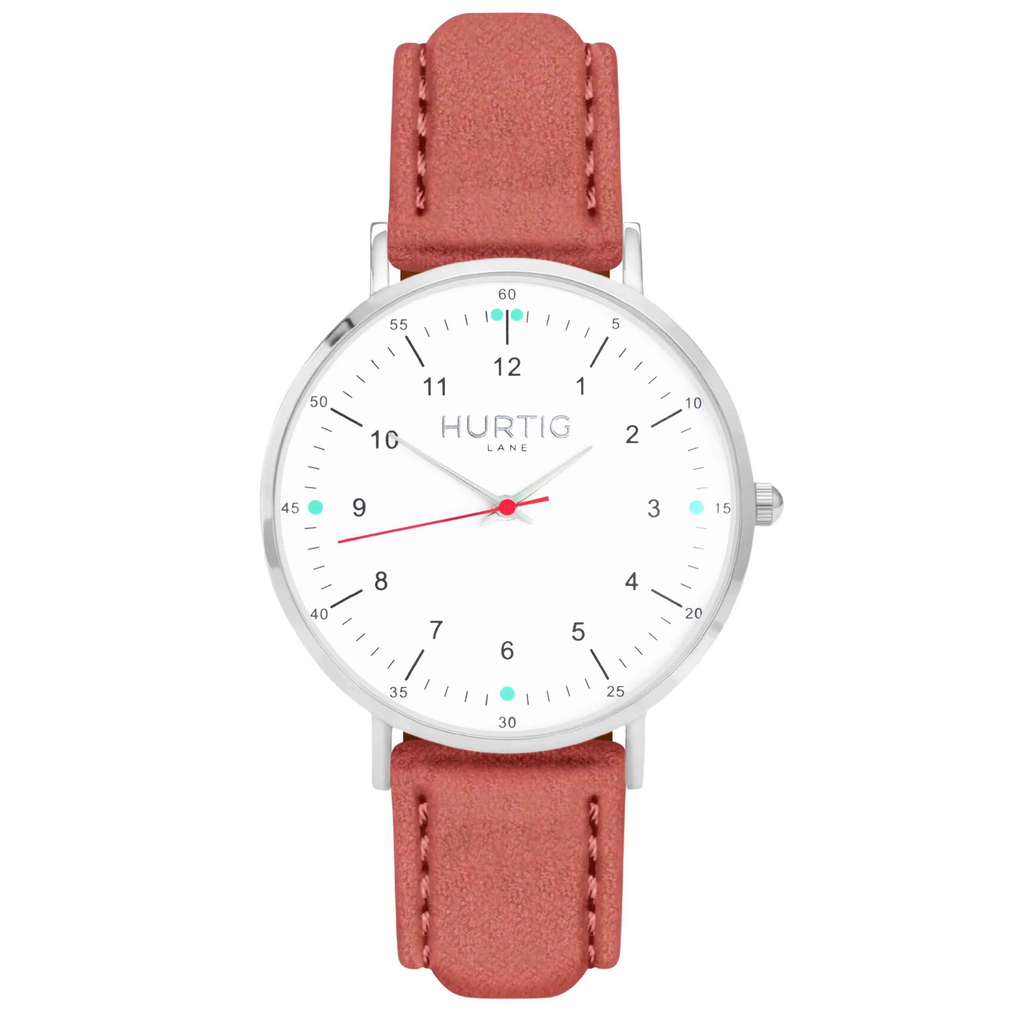 Moderna Vegan Suede Watch Silver, White & Forest Green