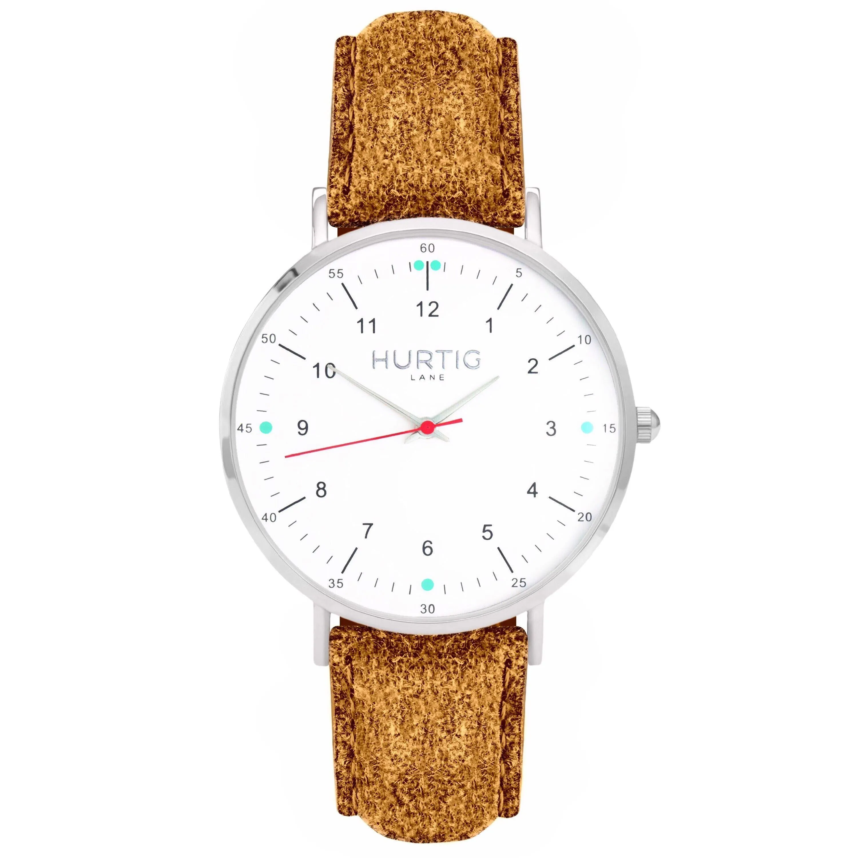 Moderna Vegan Suede Watch Silver, White & Forest Green