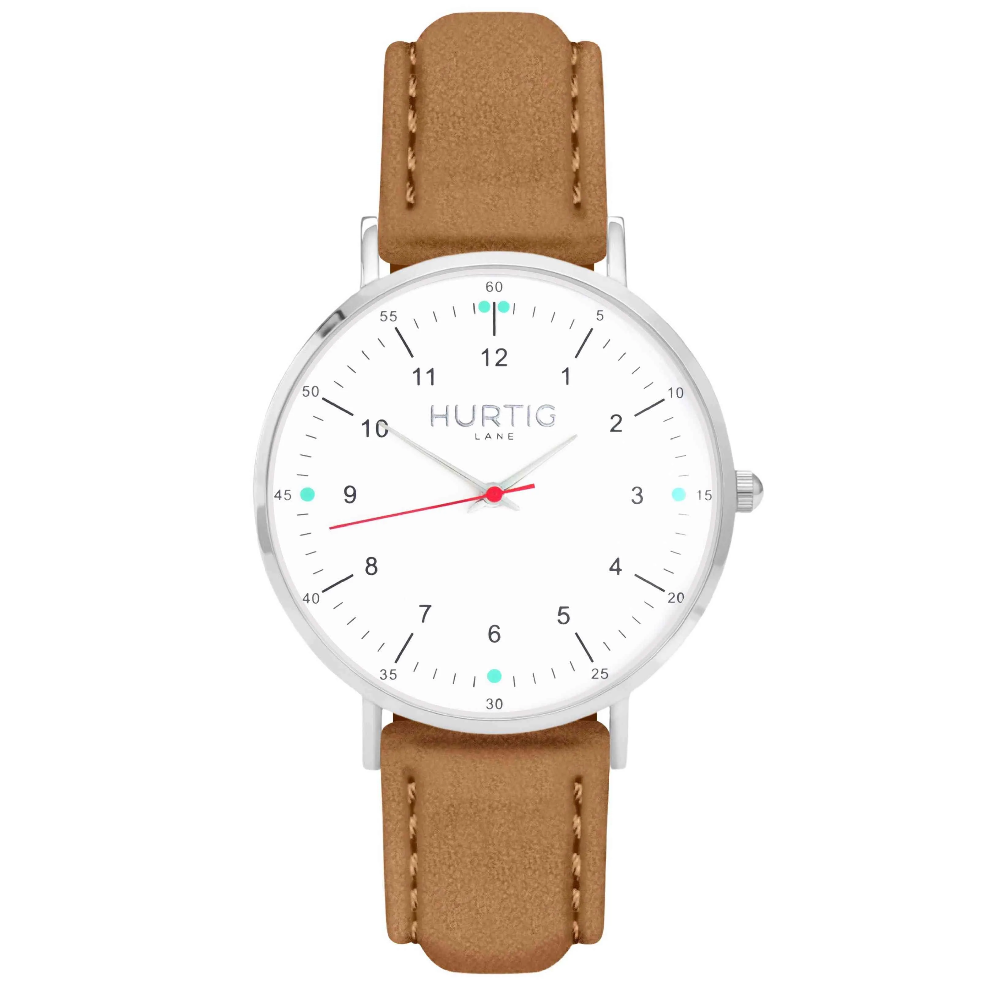 Moderna Vegan Suede Watch Silver, White & Forest Green