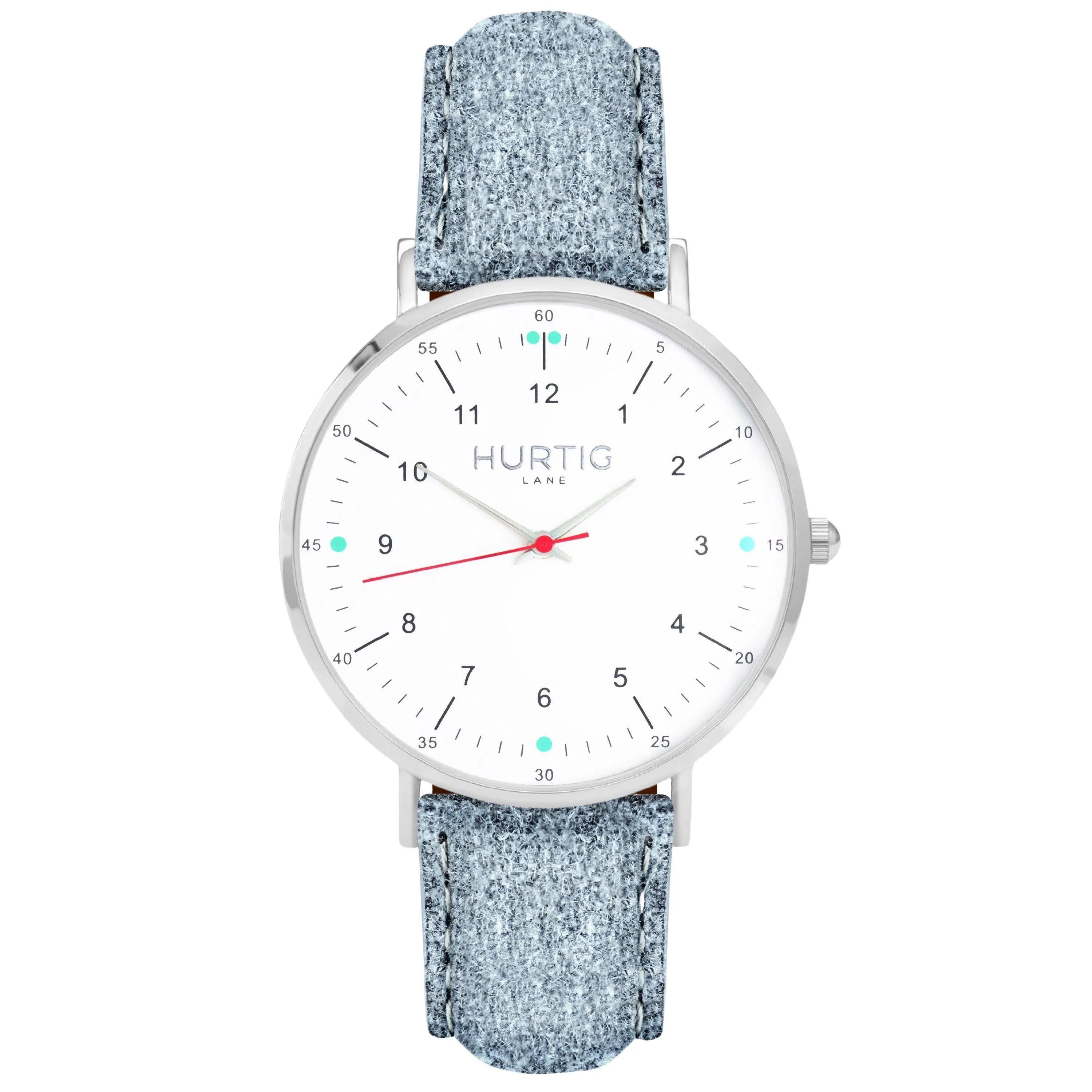 Moderna Vegan Suede Watch Silver, White & Forest Green