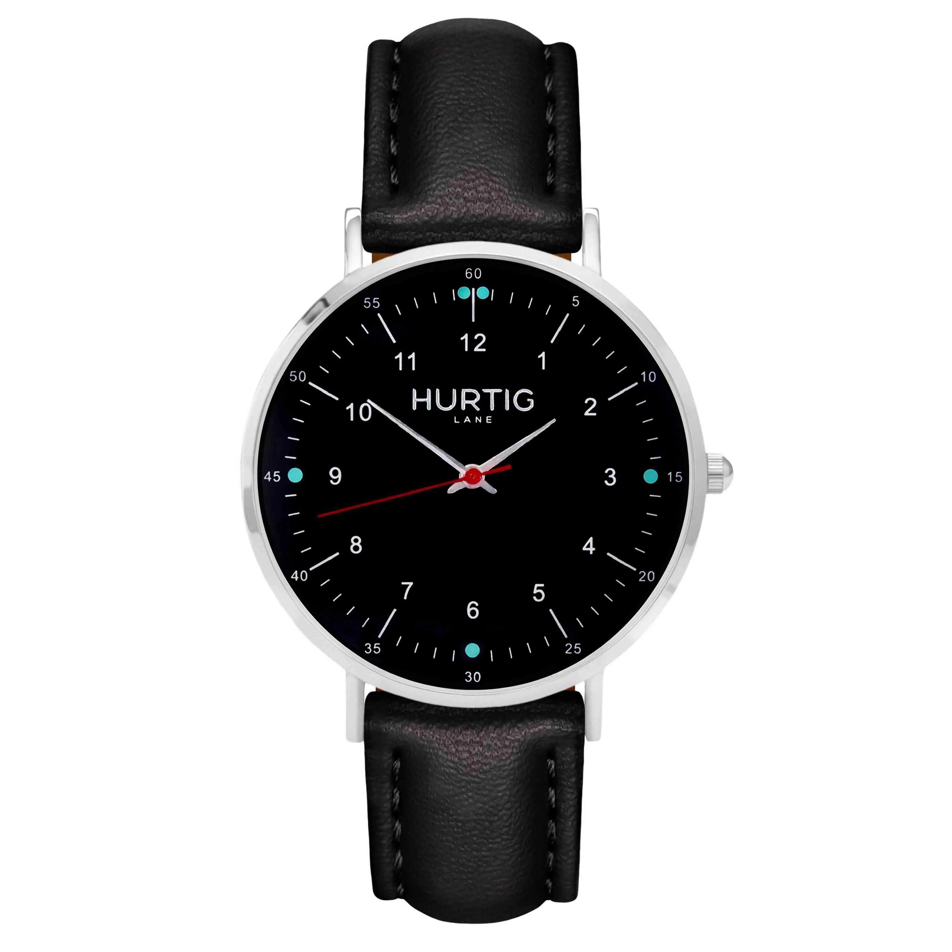 Moderno Vegan Leather Watch Silver, Black & Midnight Blue