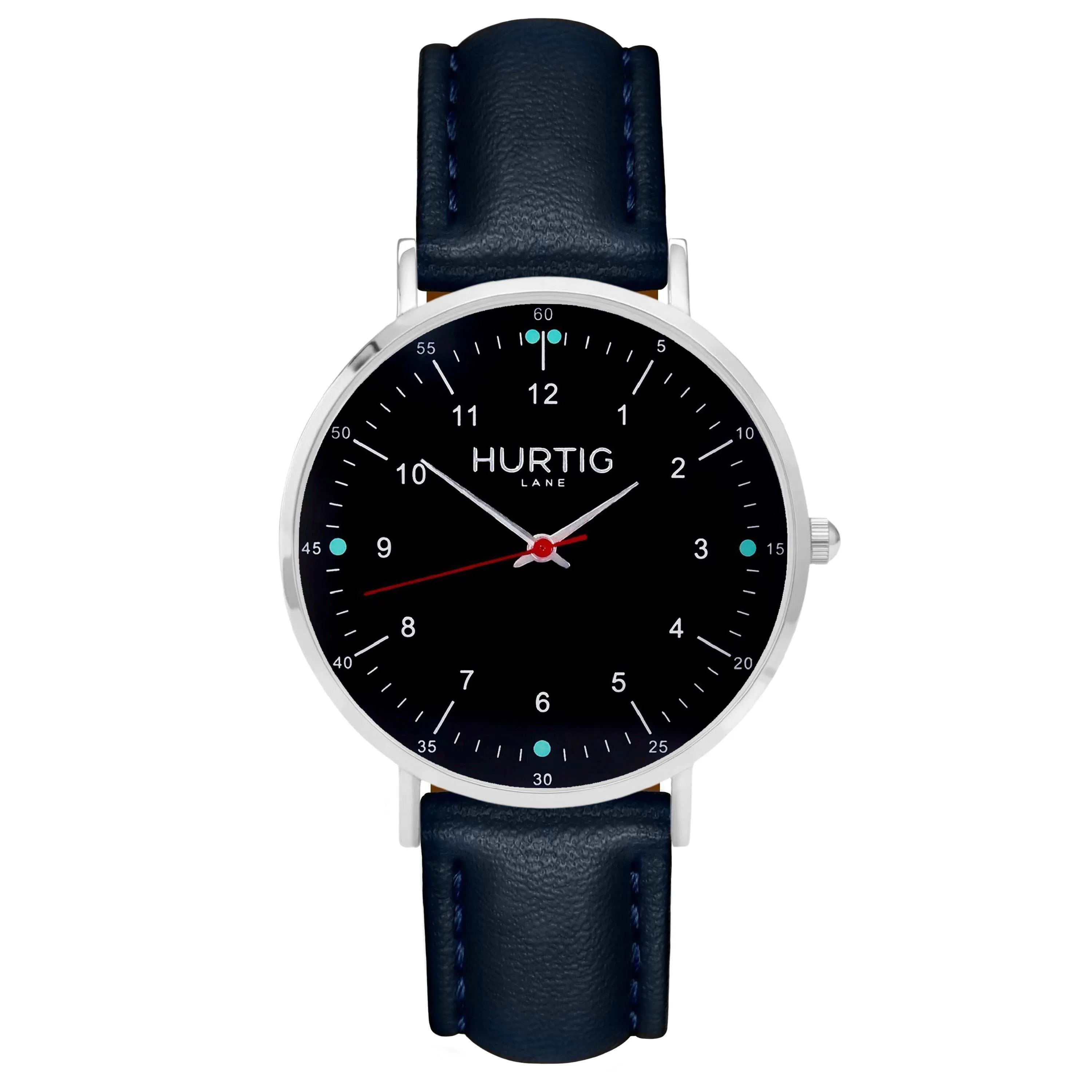 Moderno Vegan Leather Watch Silver, Black & Midnight Blue