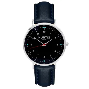 Moderno Vegan Leather Watch Silver, Black & Midnight Blue