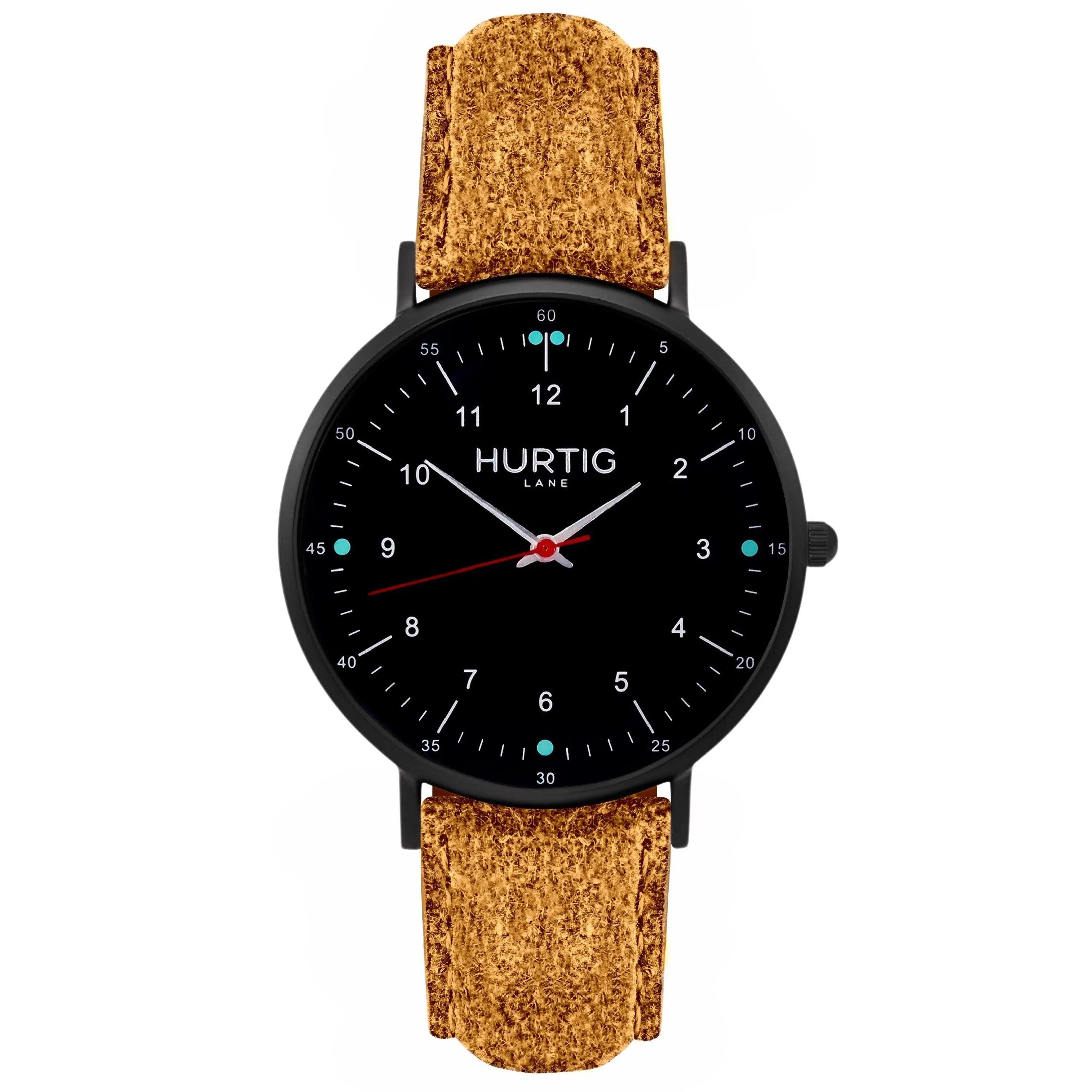 Moderno Vegan Suede Watch All Black & Mustard