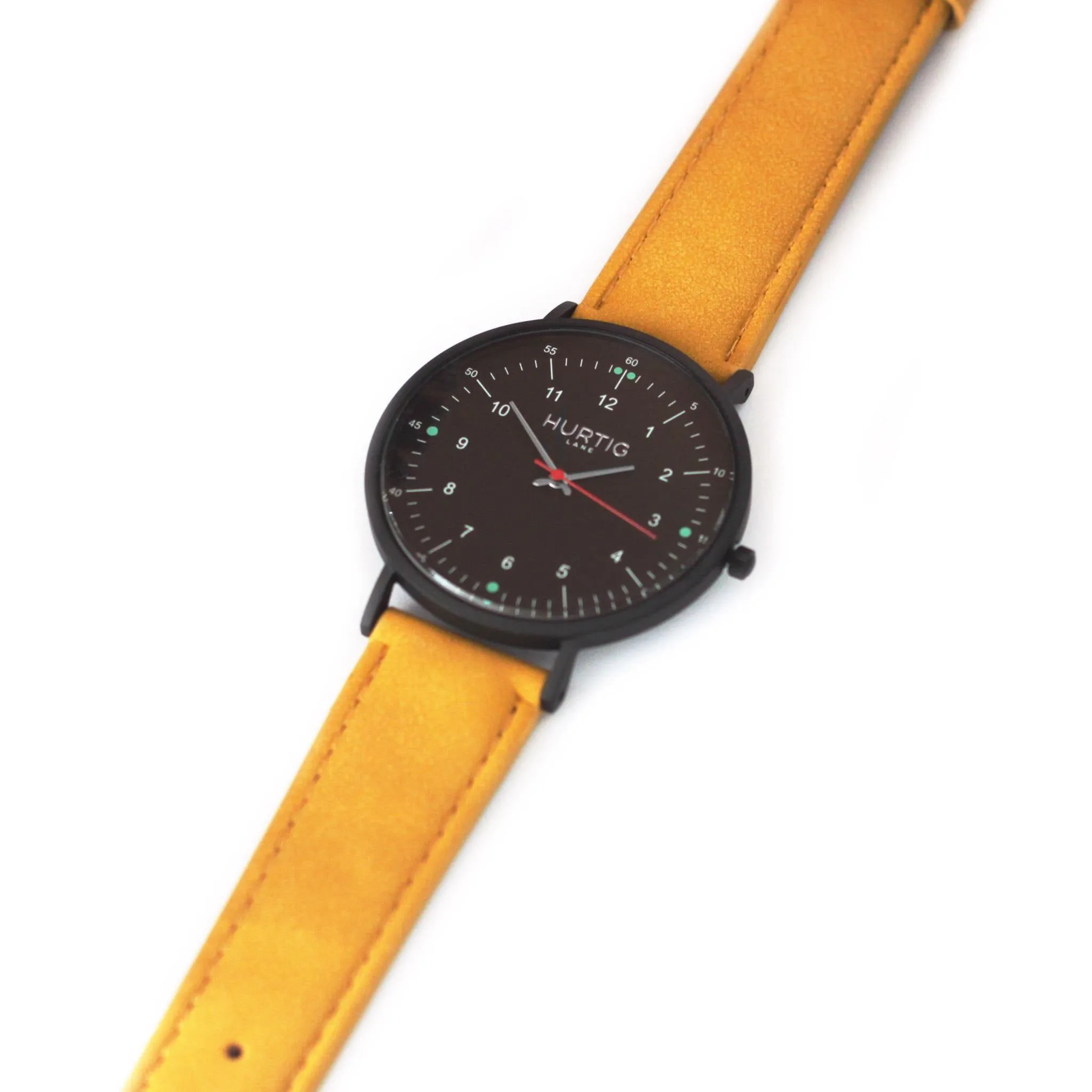 Moderno Vegan Suede Watch All Black & Mustard