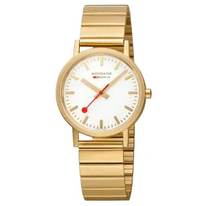 Mondaine Gold Coloured Classic Silver Dial with Metal Bracelet