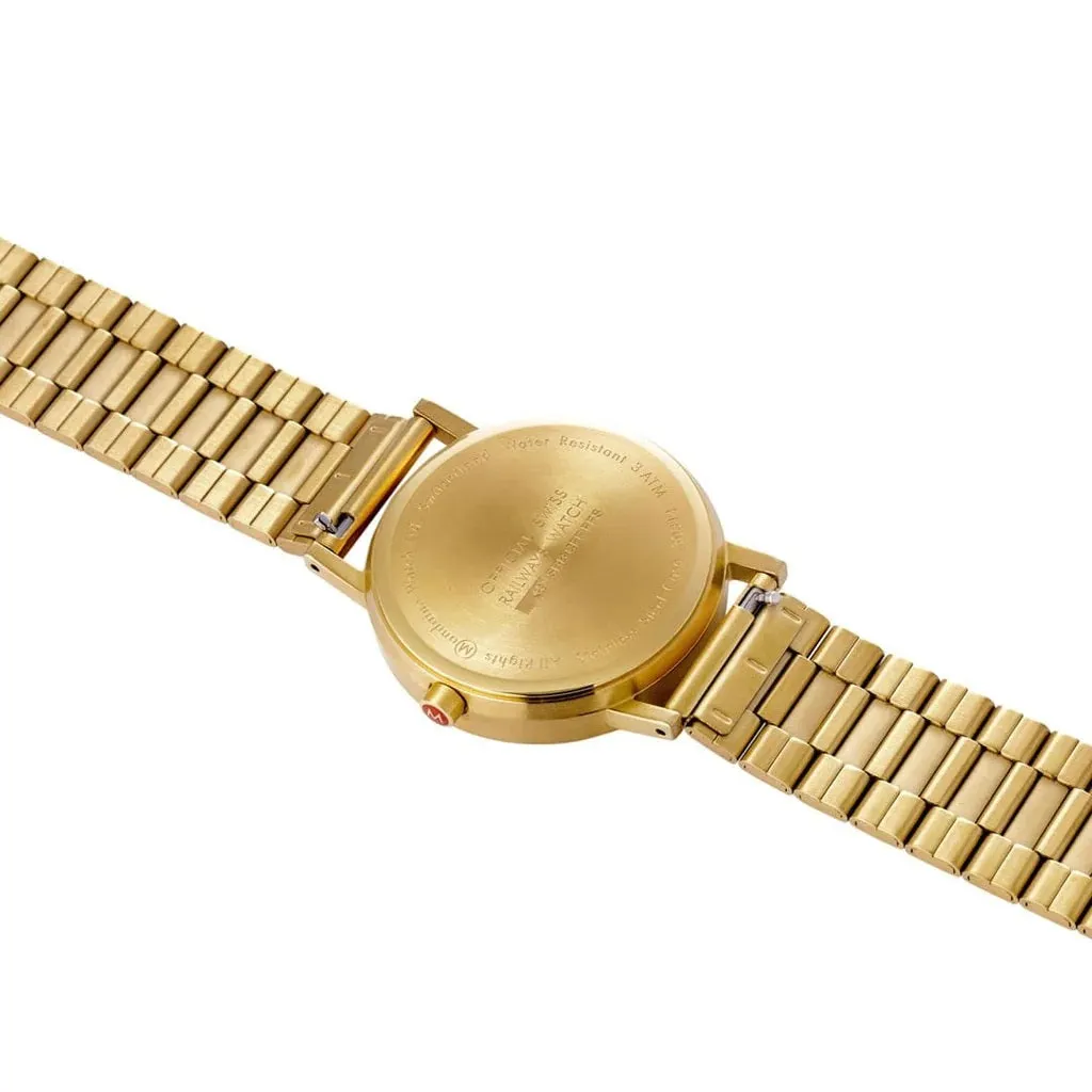 Mondaine Gold Coloured Classic Silver Dial with Metal Bracelet