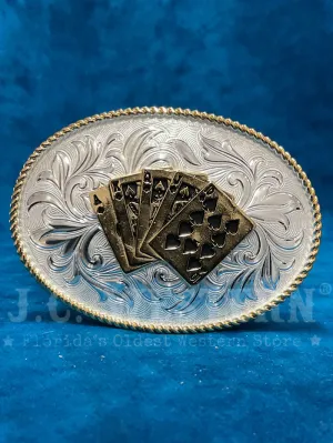 Montana Silversmiths 1256-705 Royal Flush Western Buckle Silver