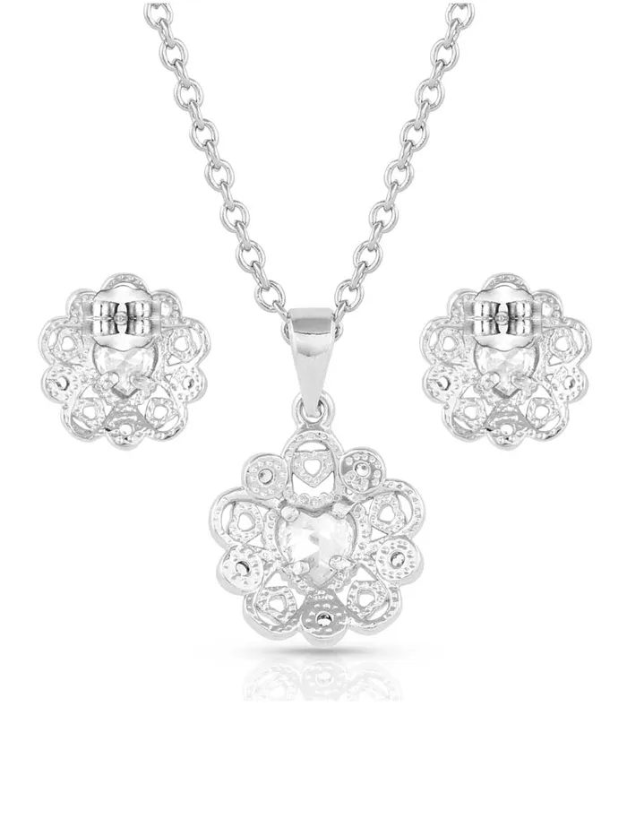 Montana Silversmiths JS5357 Womens Wreathed Horseshoe Treasure Jewelry Set Silver