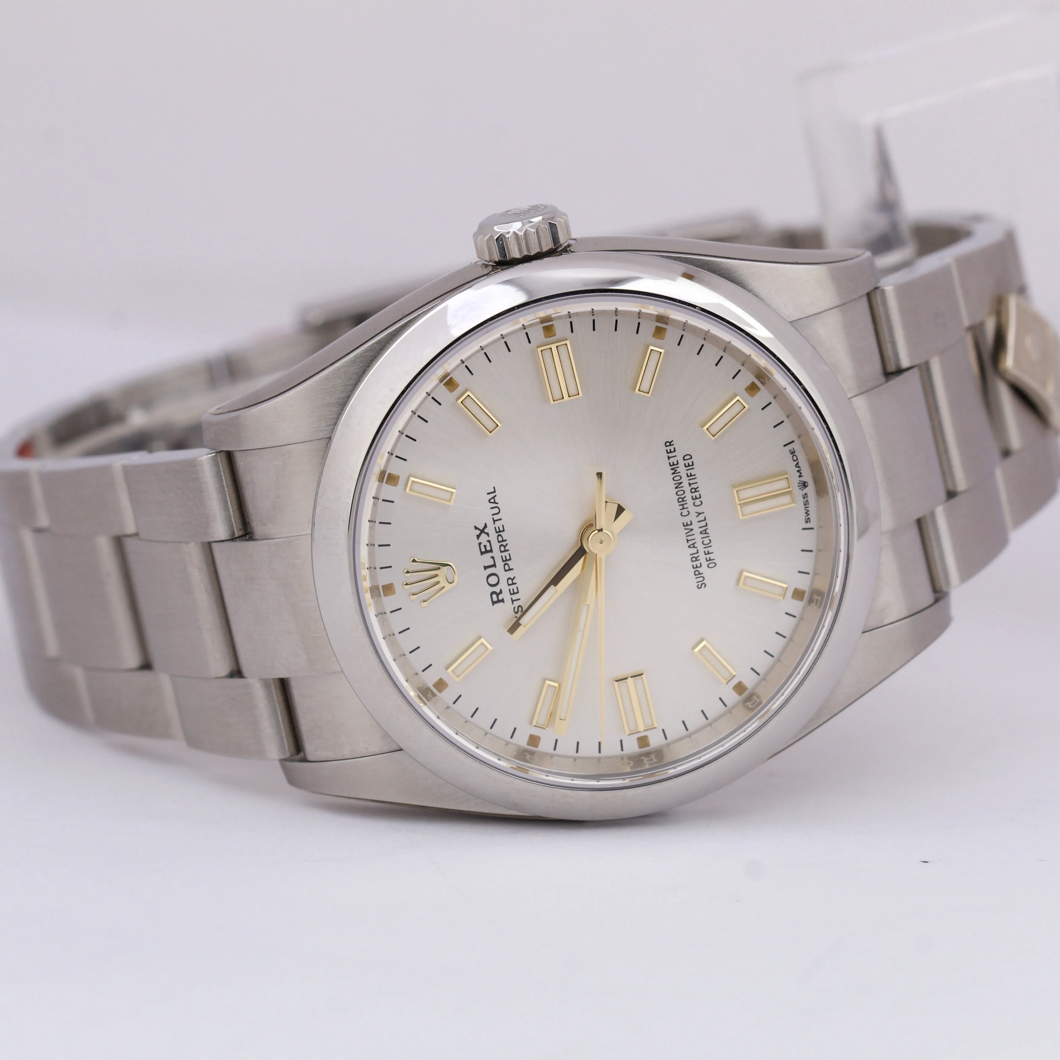 NEW STICKERED DOMINO'S 2020 Rolex Oyster Perpetual 36mm Silver Watch 126000 B P