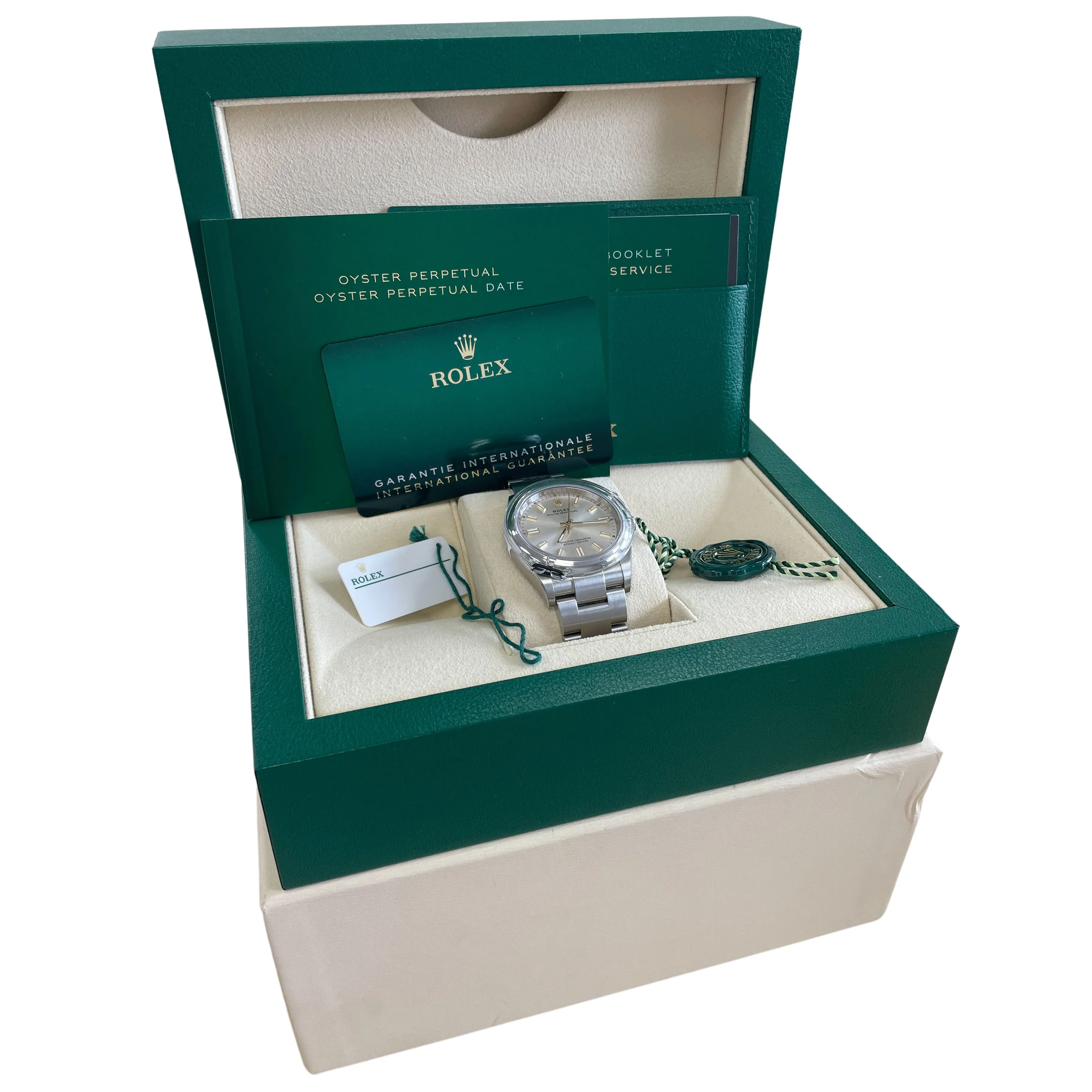 NEW STICKERED DOMINO'S 2020 Rolex Oyster Perpetual 36mm Silver Watch 126000 B P