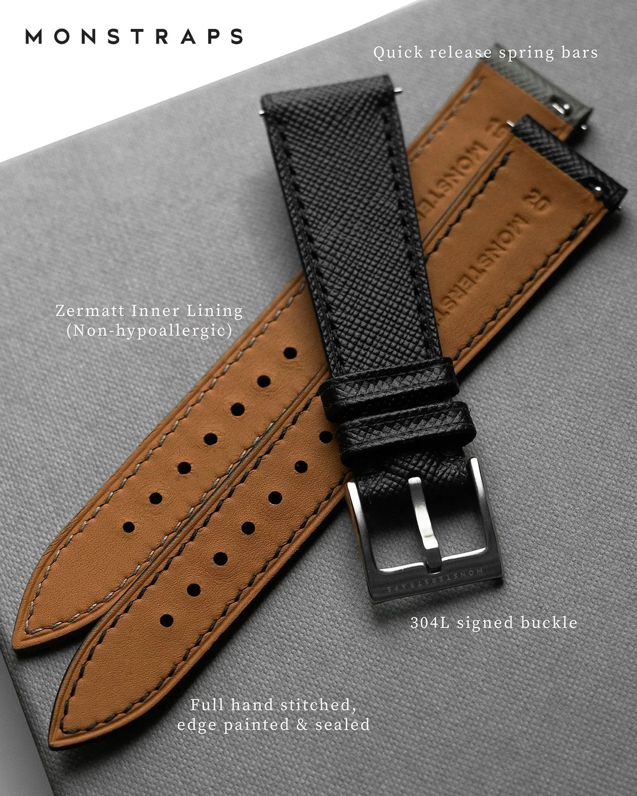 Nubuck Leather Strap (Black)