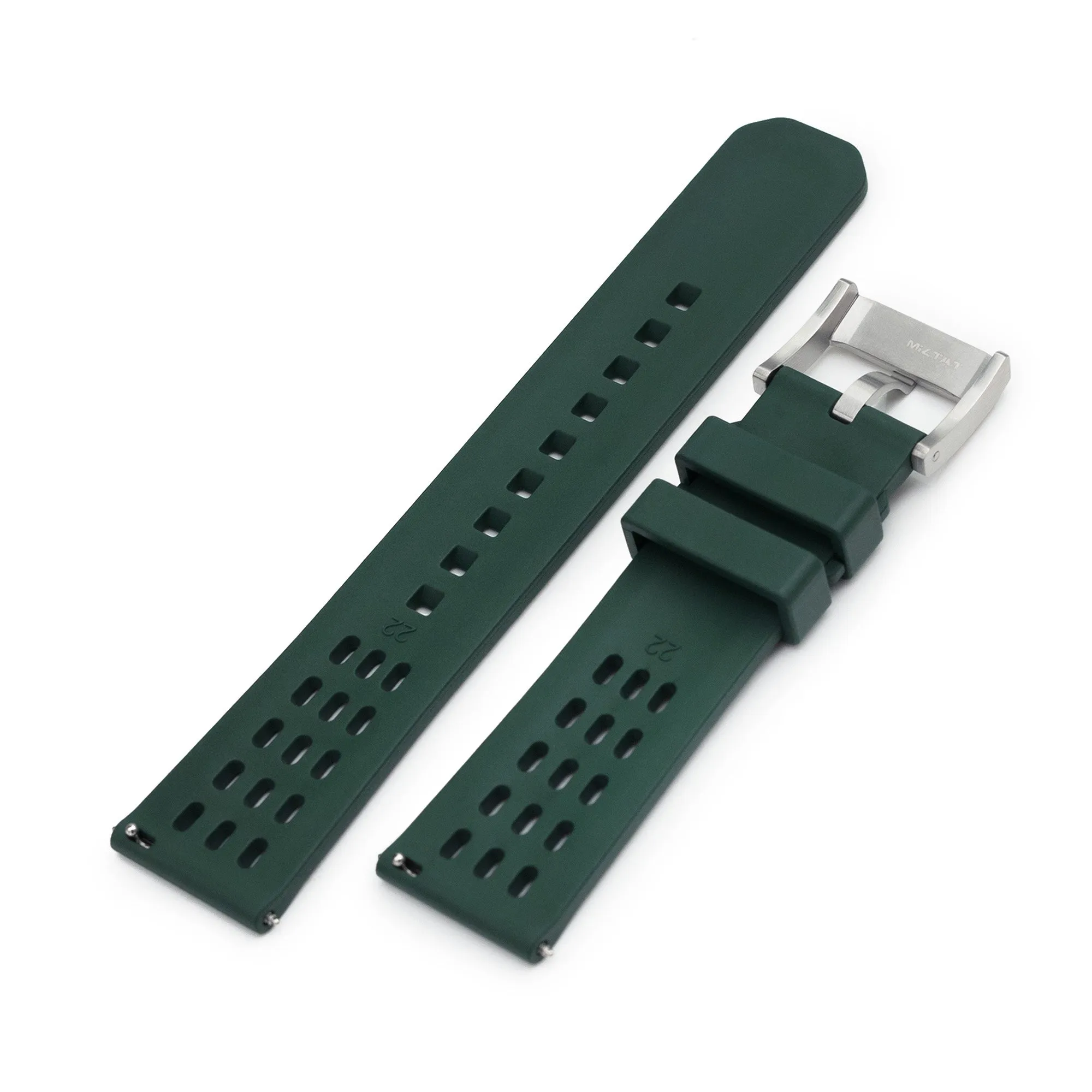 Ocellus Green Quick Release FKM Rubber Sports Watch Strap, 20mm or 22mm