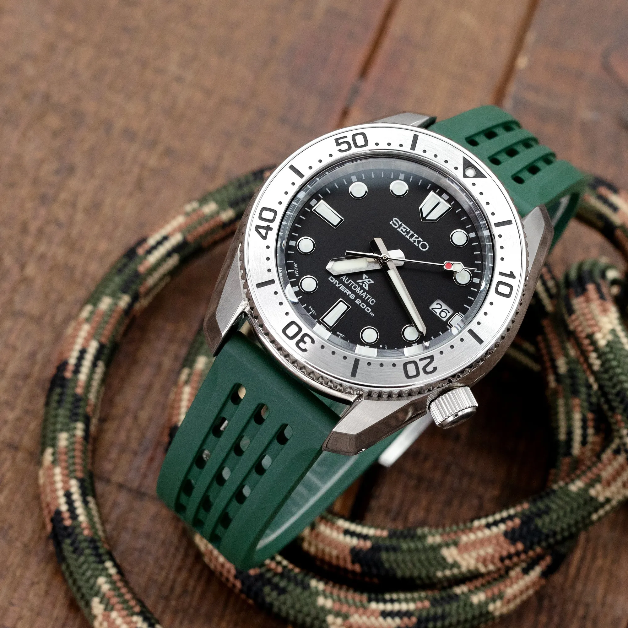 Ocellus Green Quick Release FKM Rubber Sports Watch Strap, 20mm or 22mm