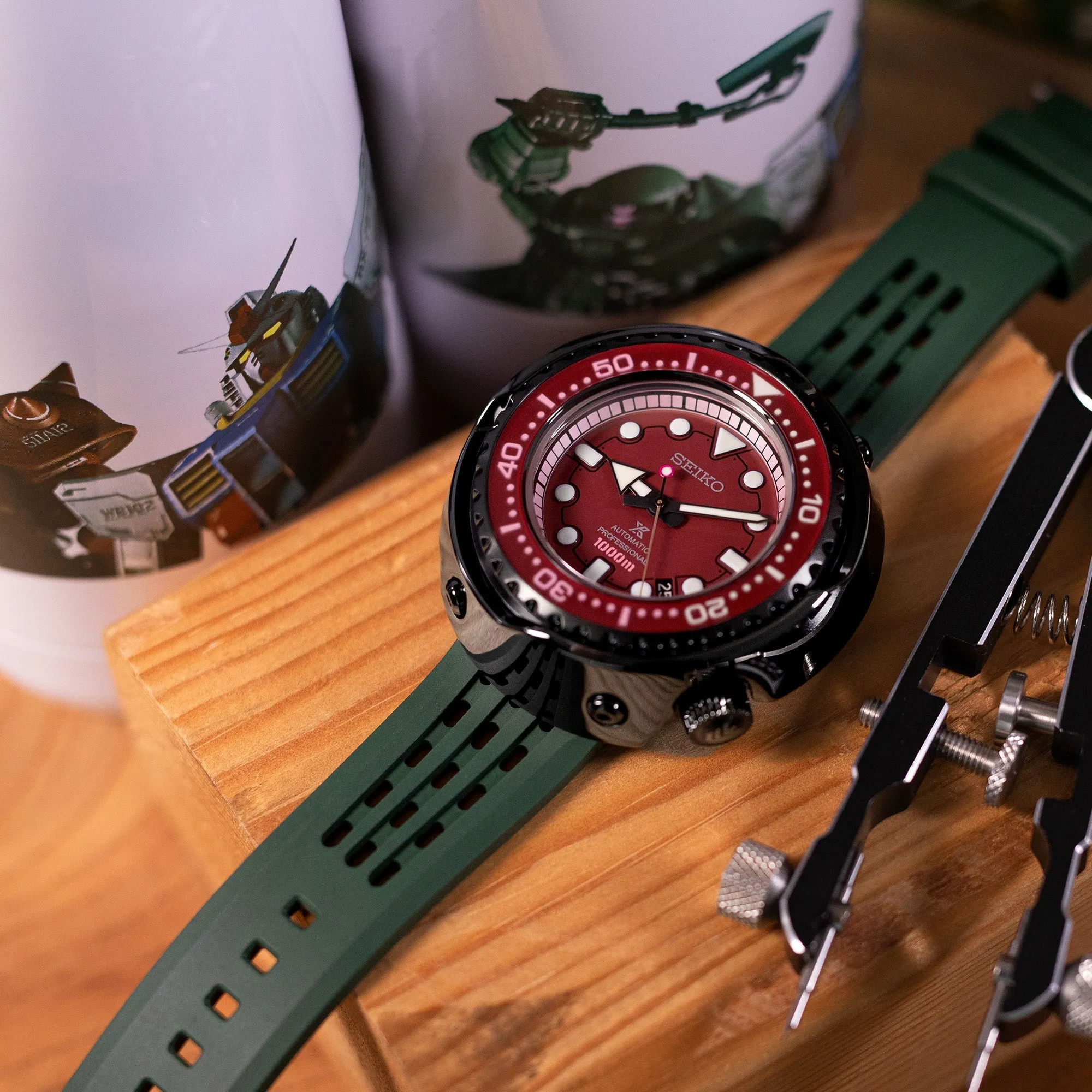 Ocellus Green Quick Release FKM Rubber Sports Watch Strap, 20mm or 22mm