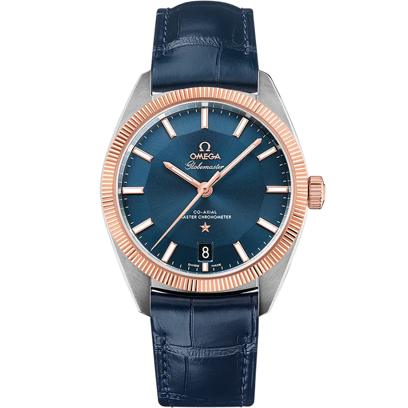 Omega Constellation Globemaster 39 mm, steel - Sedna™ gold on leather strap