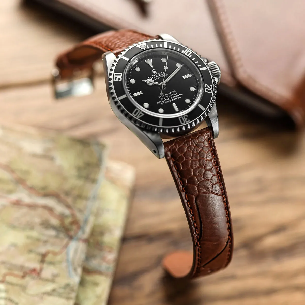 Ostrich Leg Leather Watch Strap - Tan