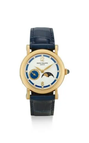 Patek Philippe Calatrava Diamond Moon Phase 18K White Gold Men's Watch