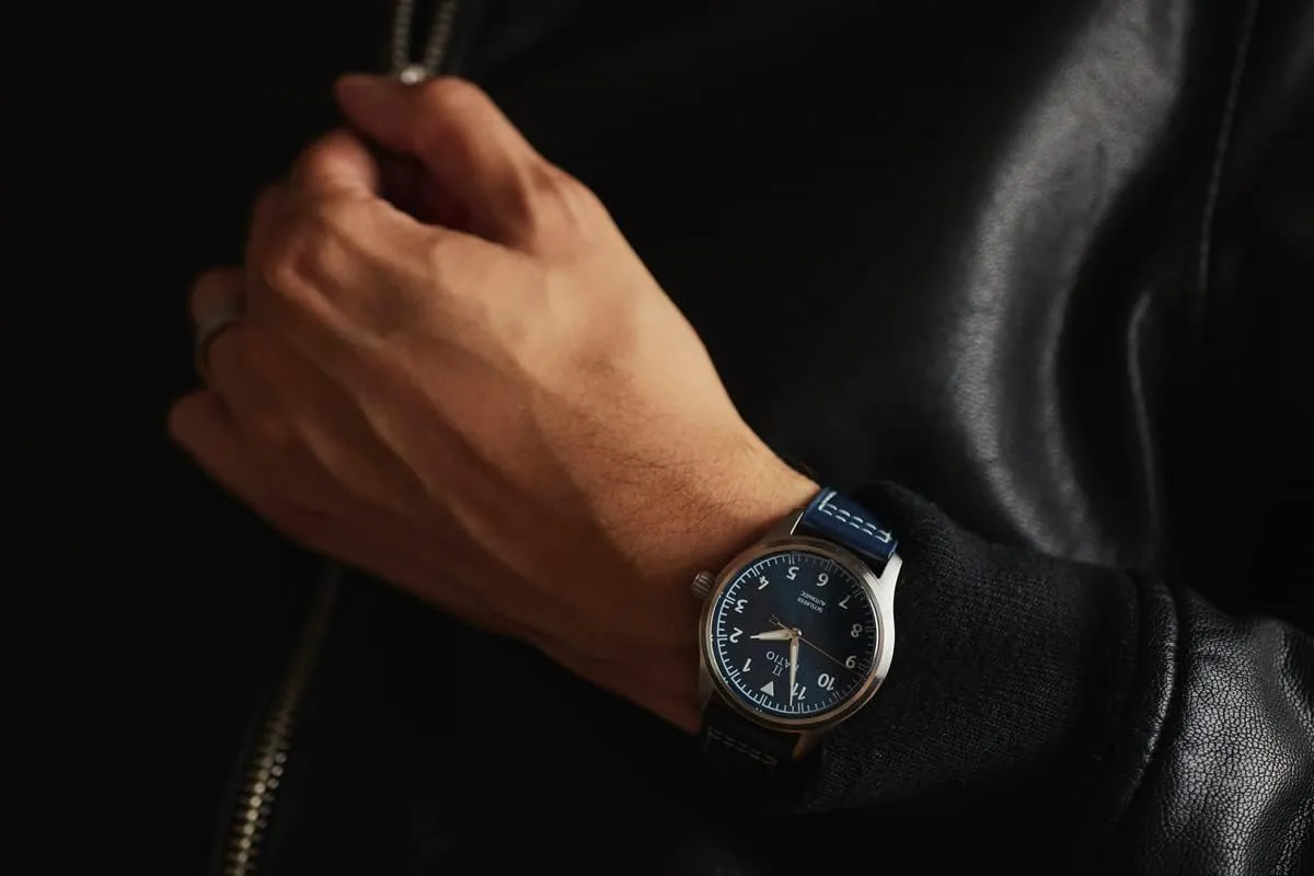 RATIO Pilot Style Watch Leather Strap Analog Display Sapphire Crystal Japanese Automatic 200M Water Resistant Casual Formal Wear Watch for Men