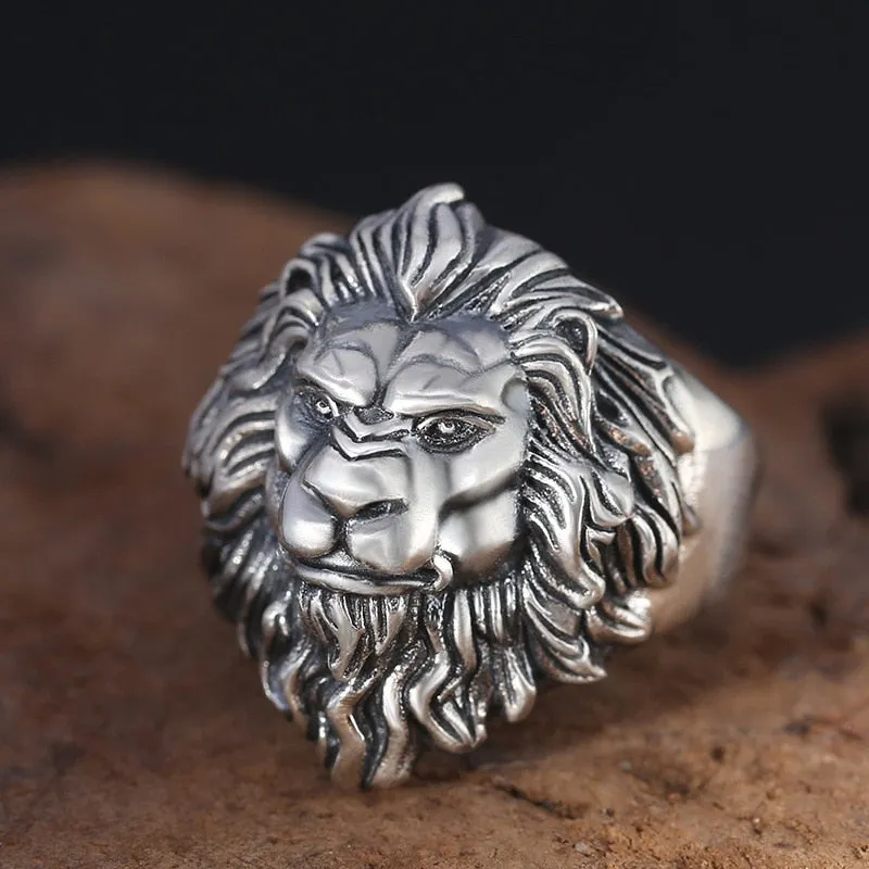 Retro Lion Domineering Ring Prairie King Men&#39;s Alloy Ring Exaggerated Ring Jewelry Gift Adjustable Opening