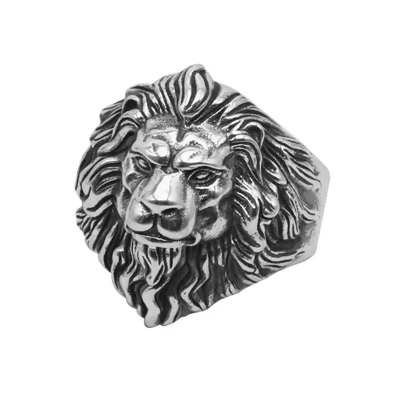Retro Lion Domineering Ring Prairie King Men&#39;s Alloy Ring Exaggerated Ring Jewelry Gift Adjustable Opening