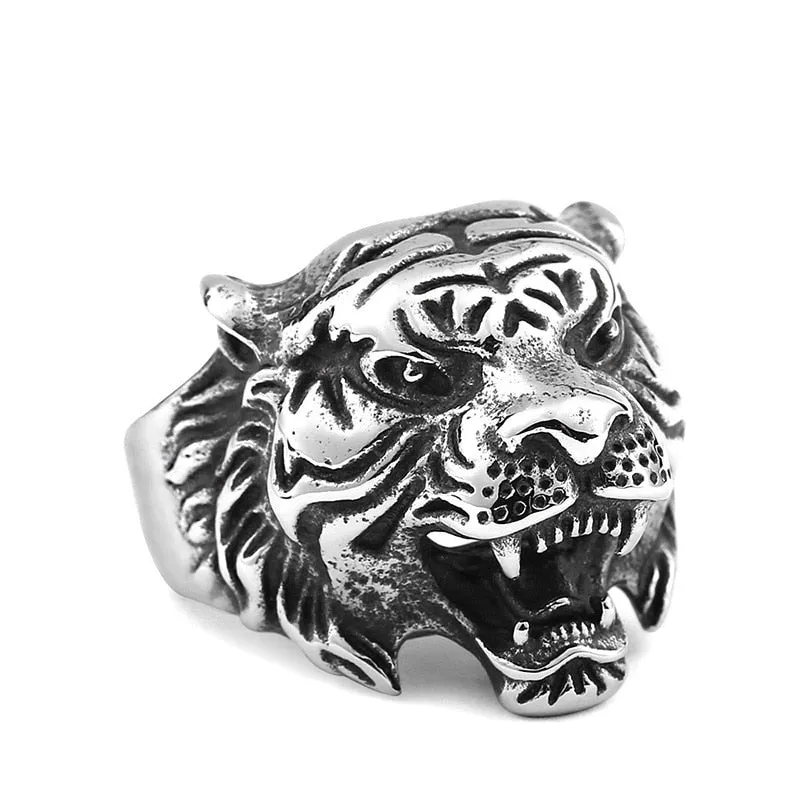 Retro Lion Domineering Ring Prairie King Men&#39;s Alloy Ring Exaggerated Ring Jewelry Gift Adjustable Opening