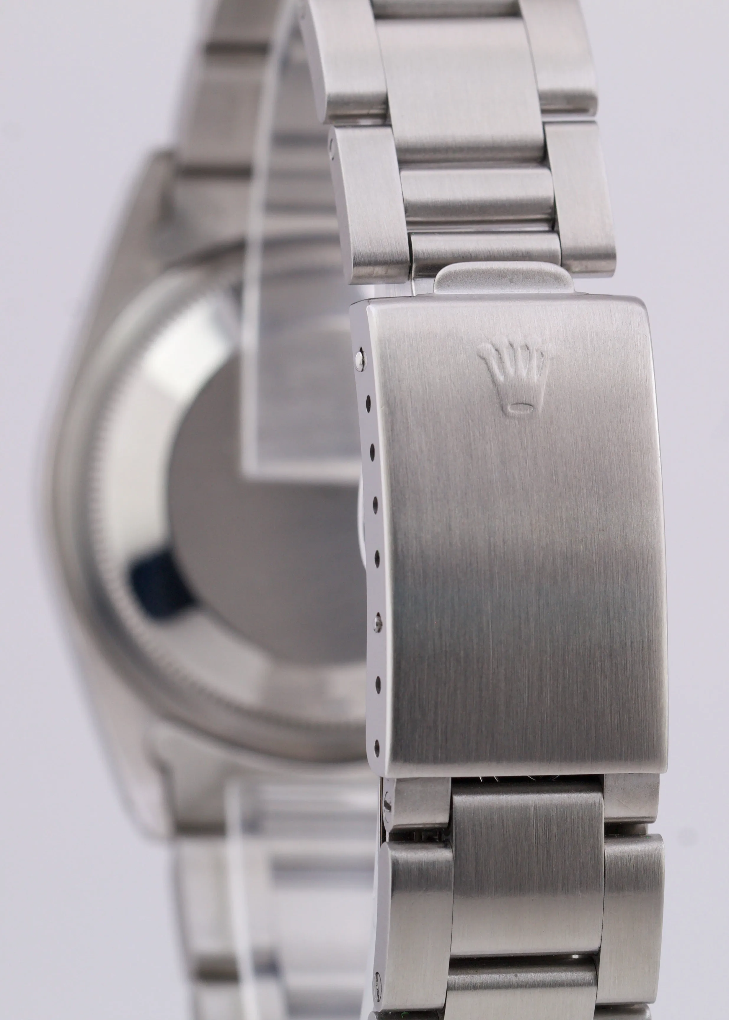 Rolex DateJust BLUE White 36mm ENGINE TURNED Stainless Steel Oyster Watch 16220