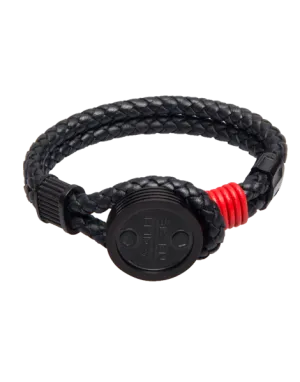 SEVENFRIDAY Bracelet - Piston Engine Black PVD & Black Leather Men's Bracelet - PST3/01 - 768913