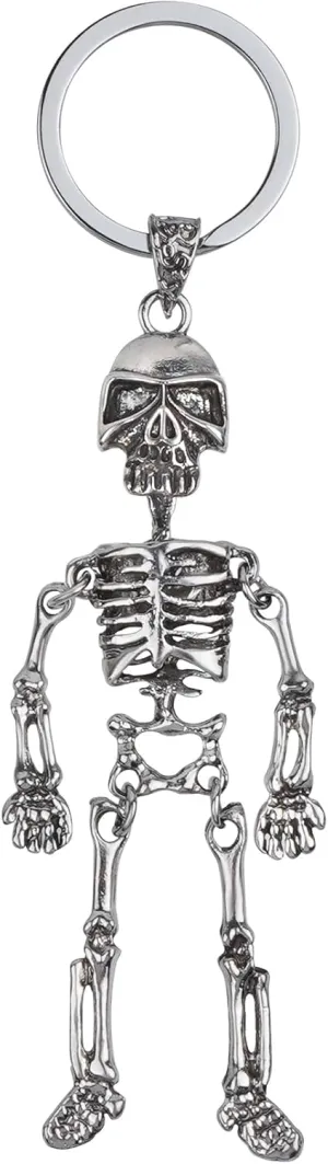 SHIDOW Skull Skeleton Charm Keychain, Silver Full Body Skeleton Pendant, Unique Skull Vintage Pendant Necklace for Men and Women