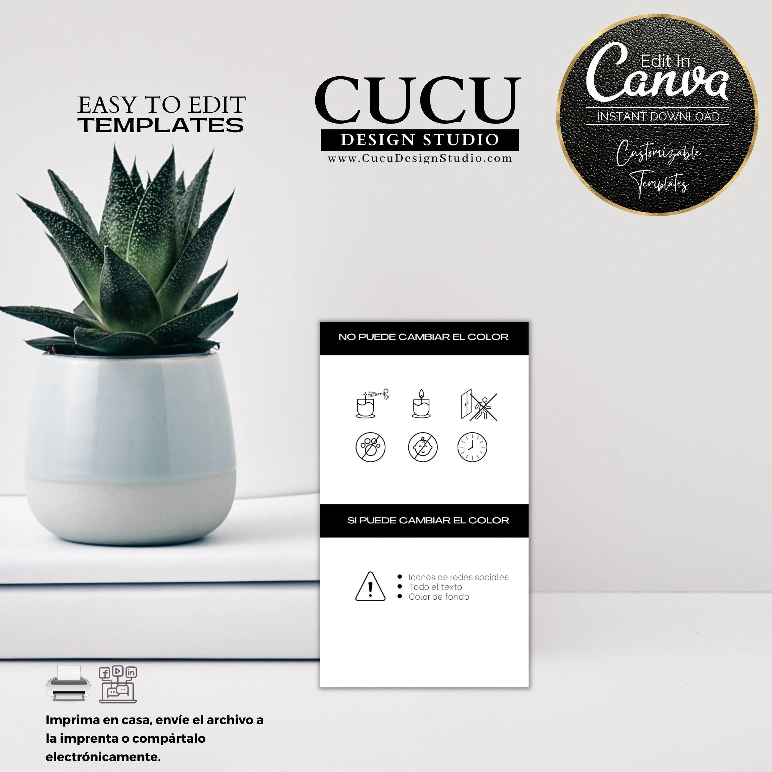 Spanish Customizable Candle Care Template Card |