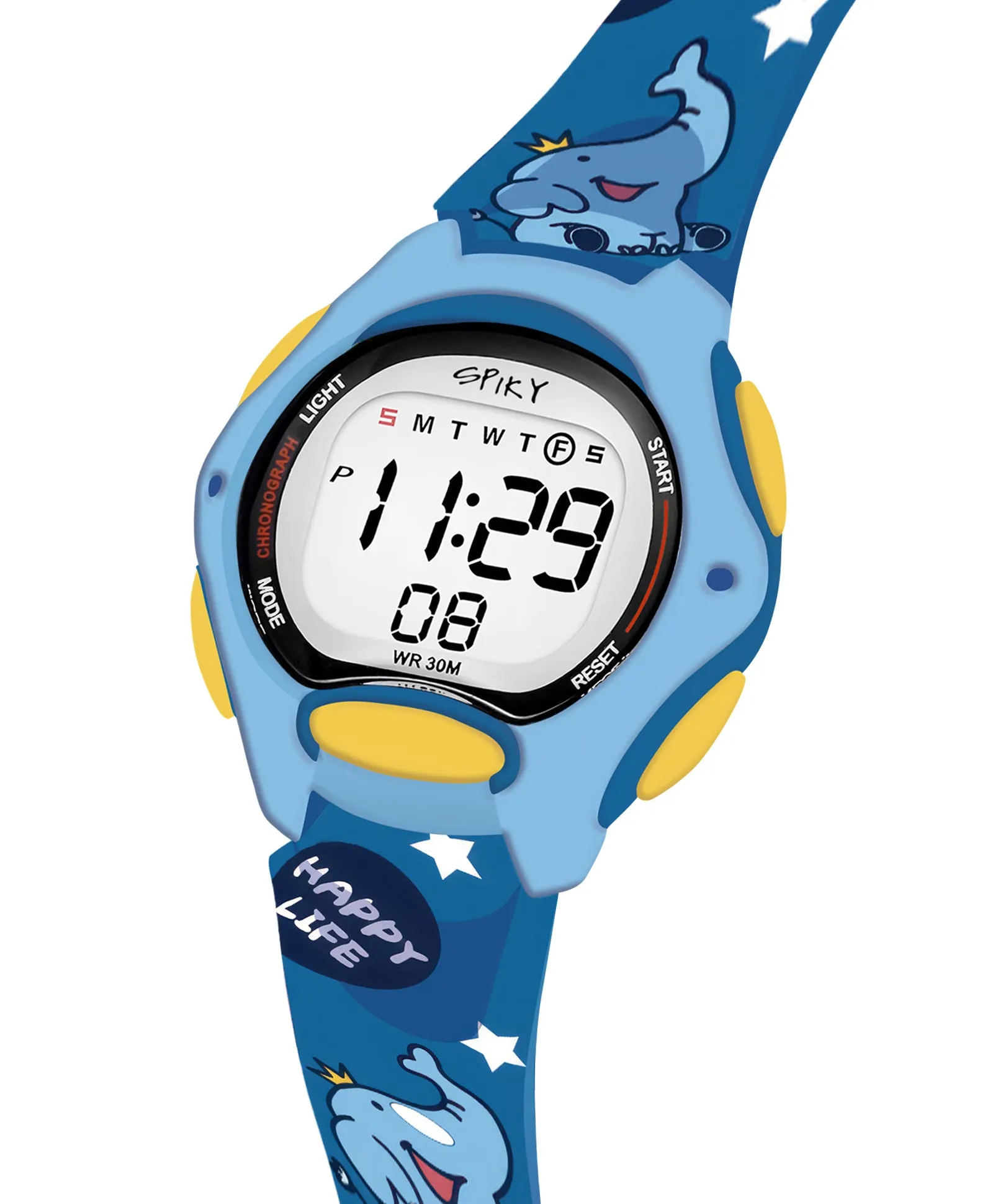 Spiky Eva18 Printed Strap Round Sports Digital Watch - Pink