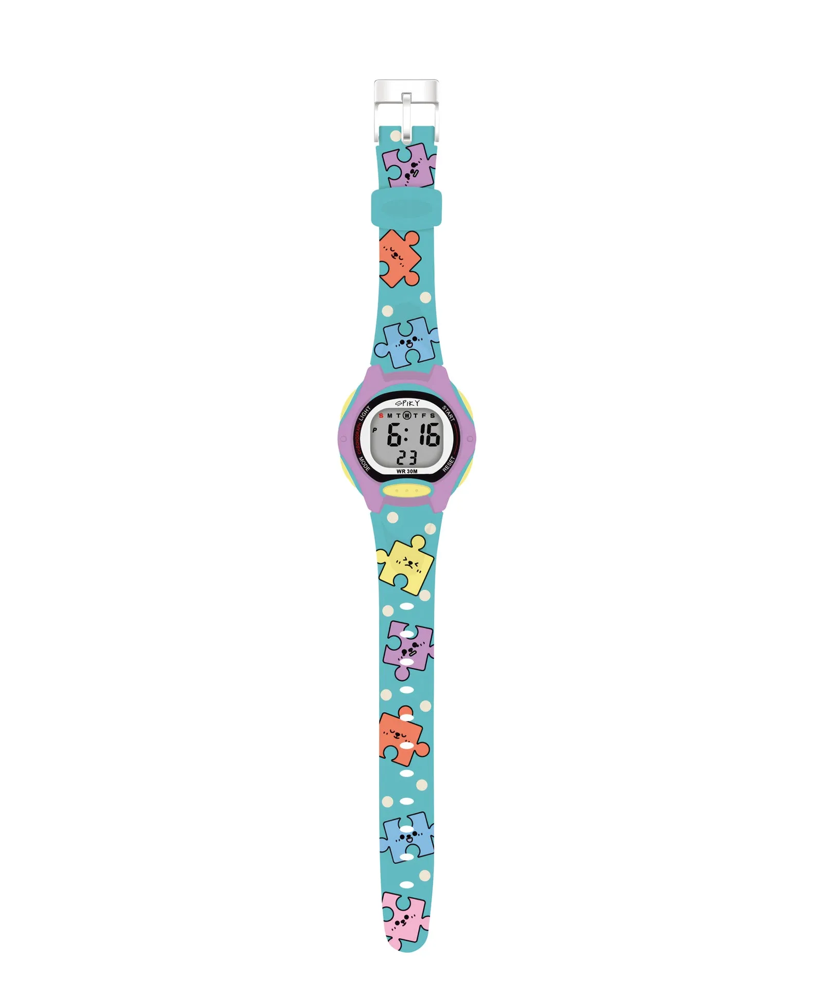 Spiky Eva18 Printed Strap Round Sports Digital Watch - Pink