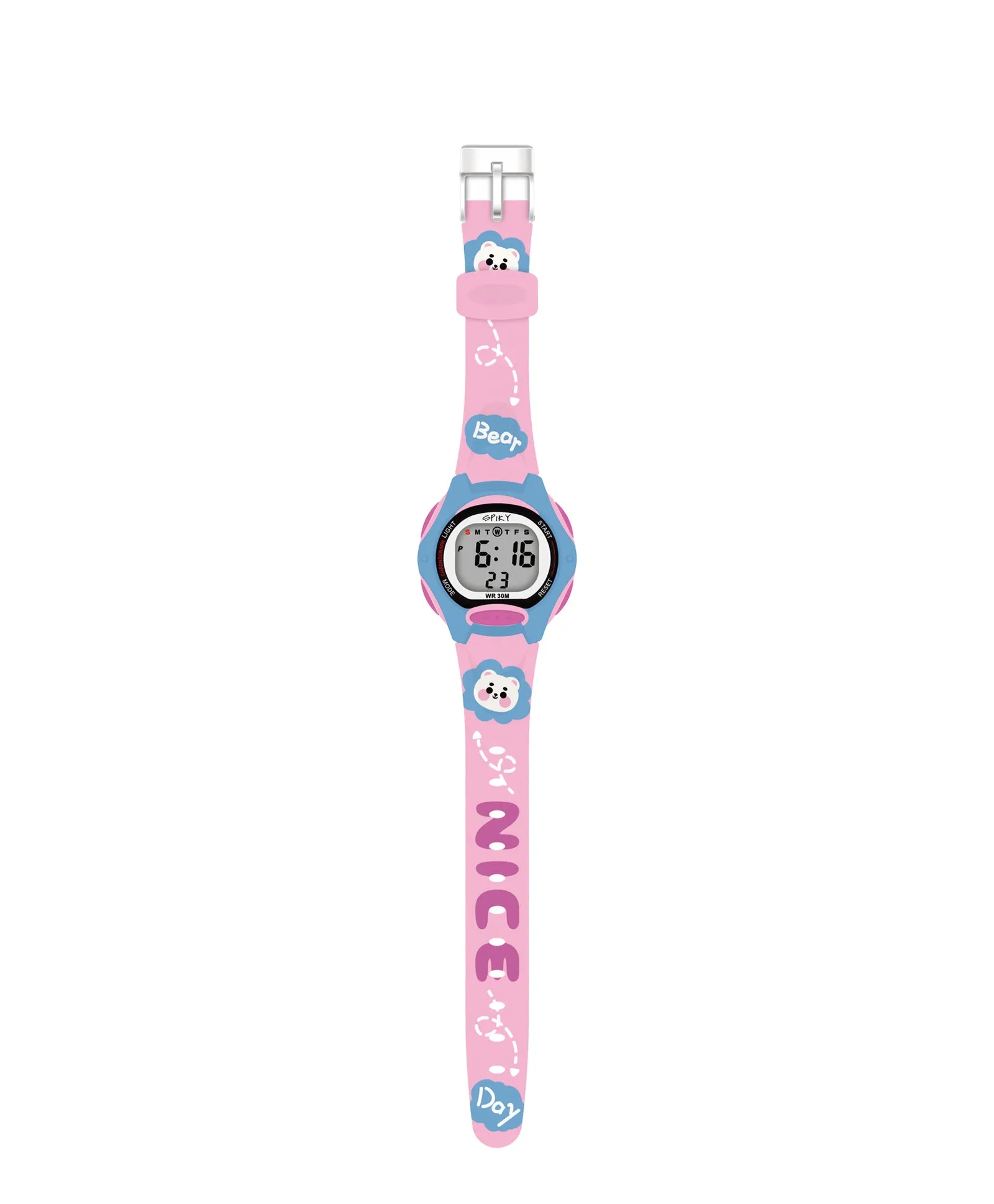 Spiky Eva18 Printed Strap Round Sports Digital Watch - Pink