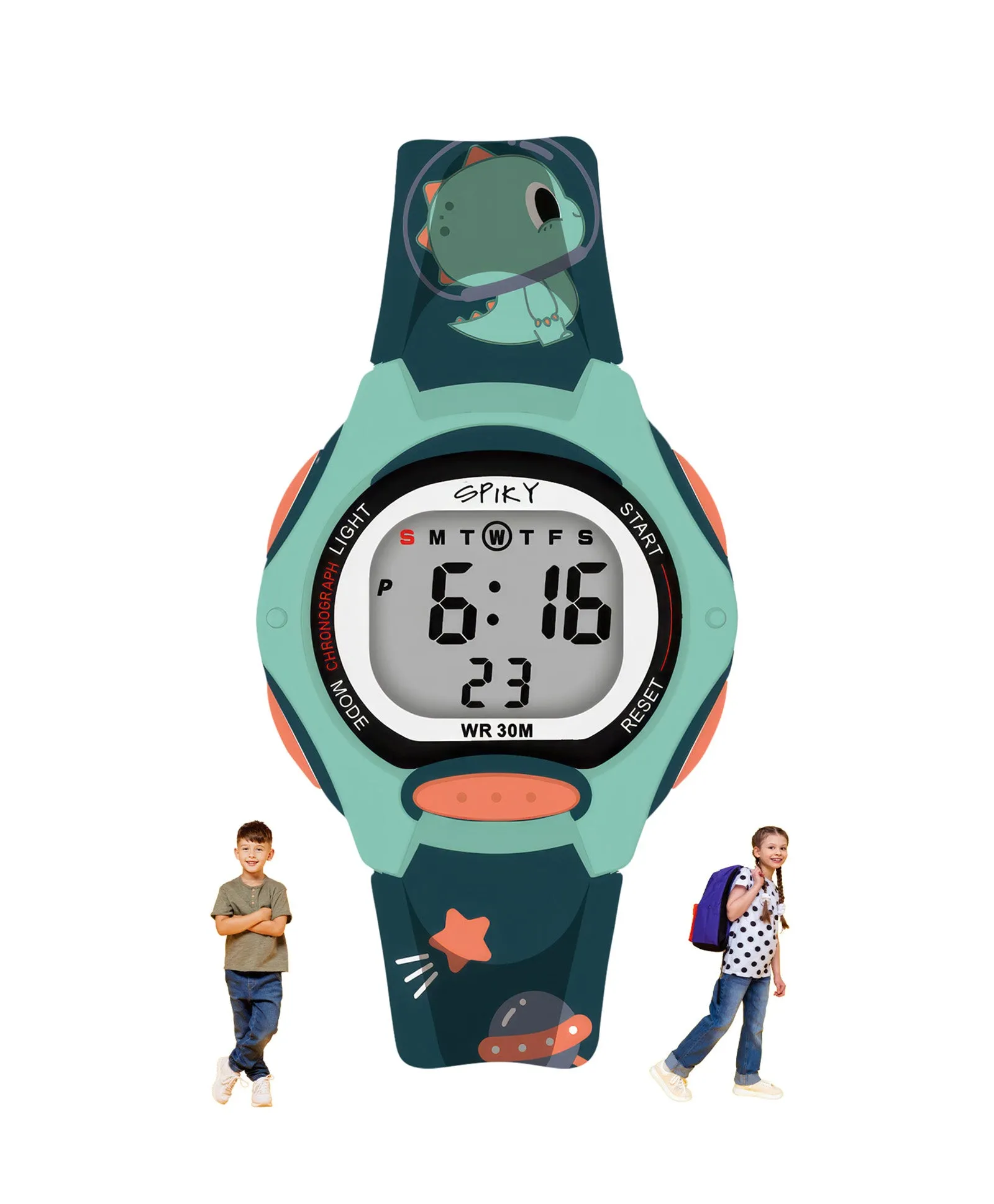 Spiky Eva18 Printed Strap Round Sports Digital Watch - Pink