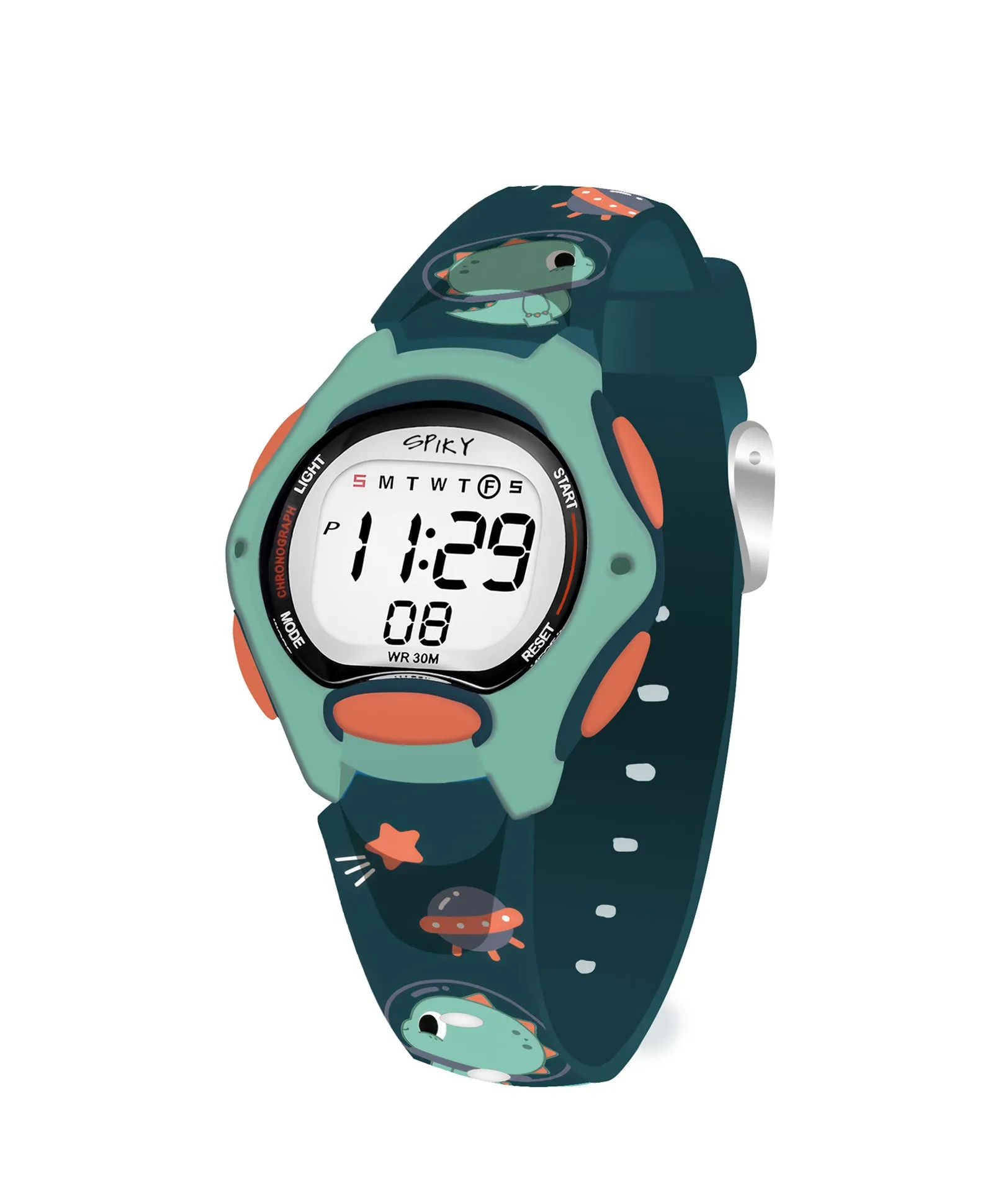 Spiky Eva18 Printed Strap Round Sports Digital Watch - Pink