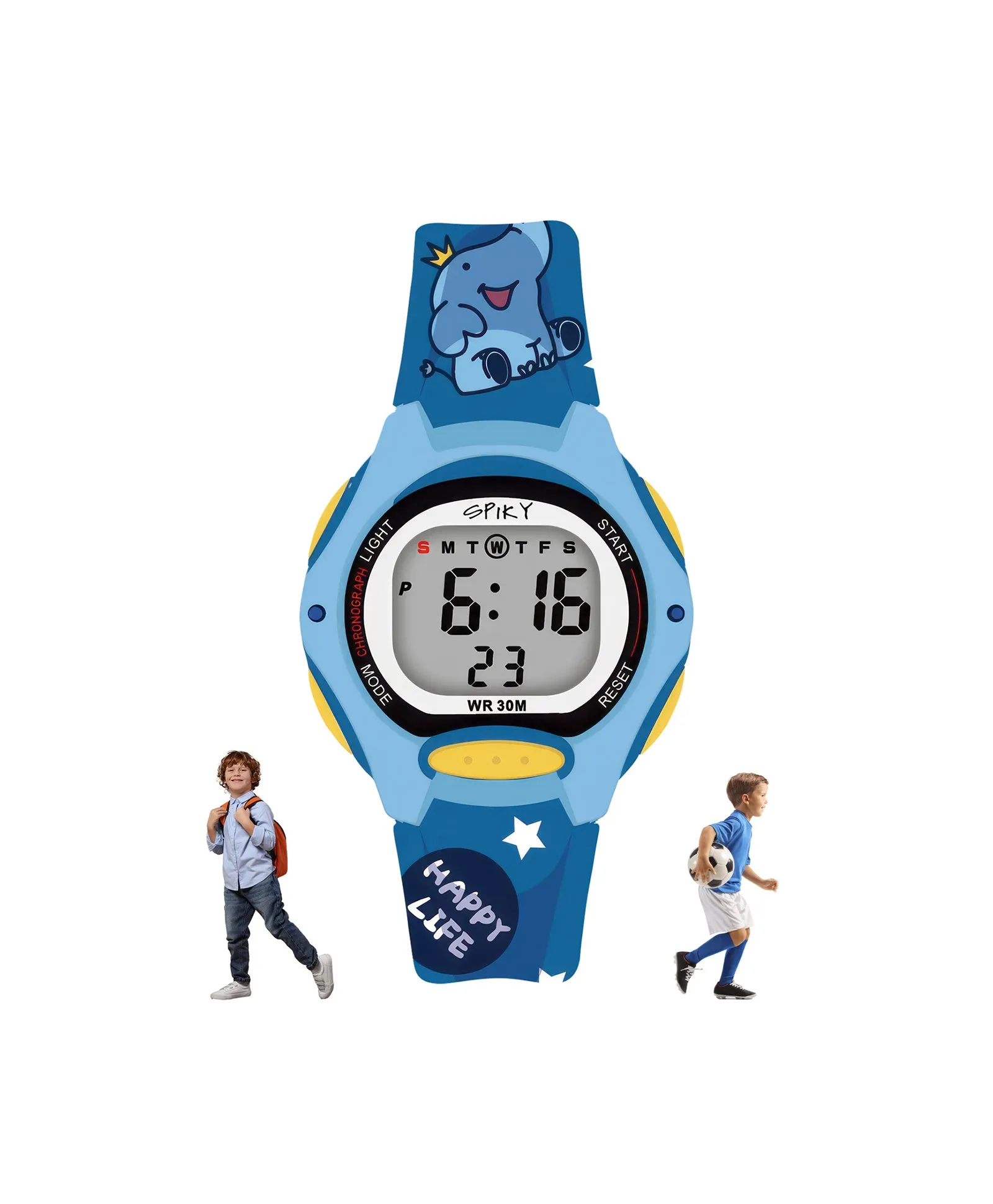 Spiky Eva18 Printed Strap Round Sports Digital Watch - Pink