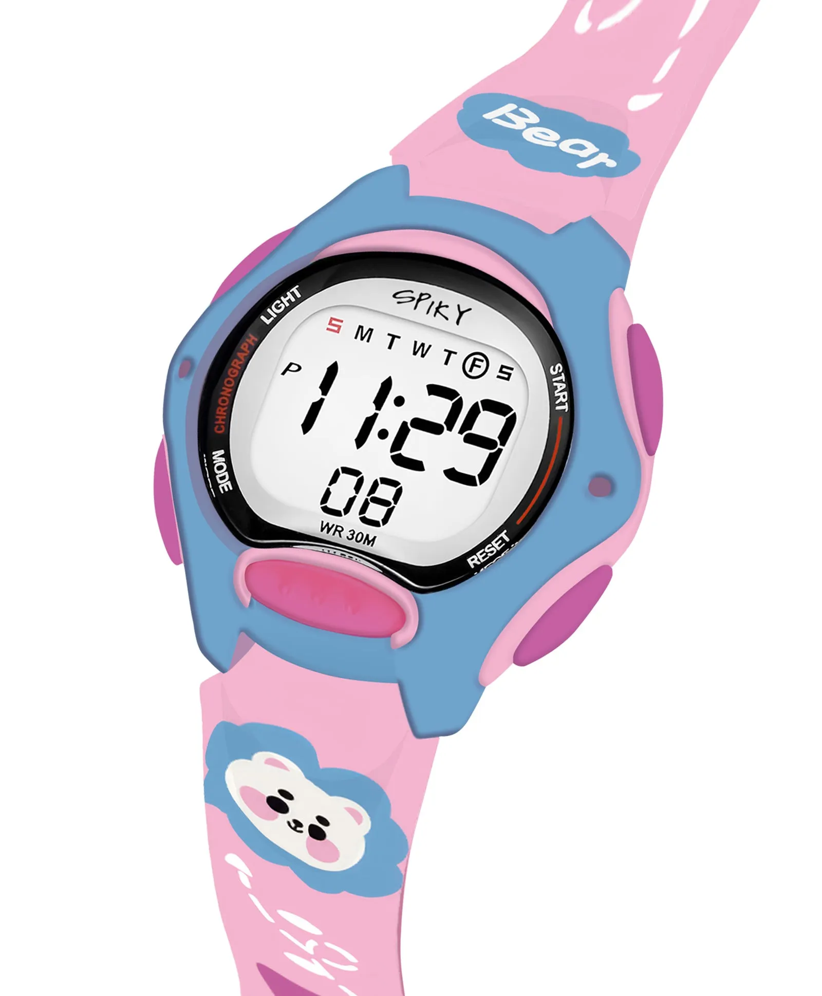 Spiky Eva18 Printed Strap Round Sports Digital Watch - Pink