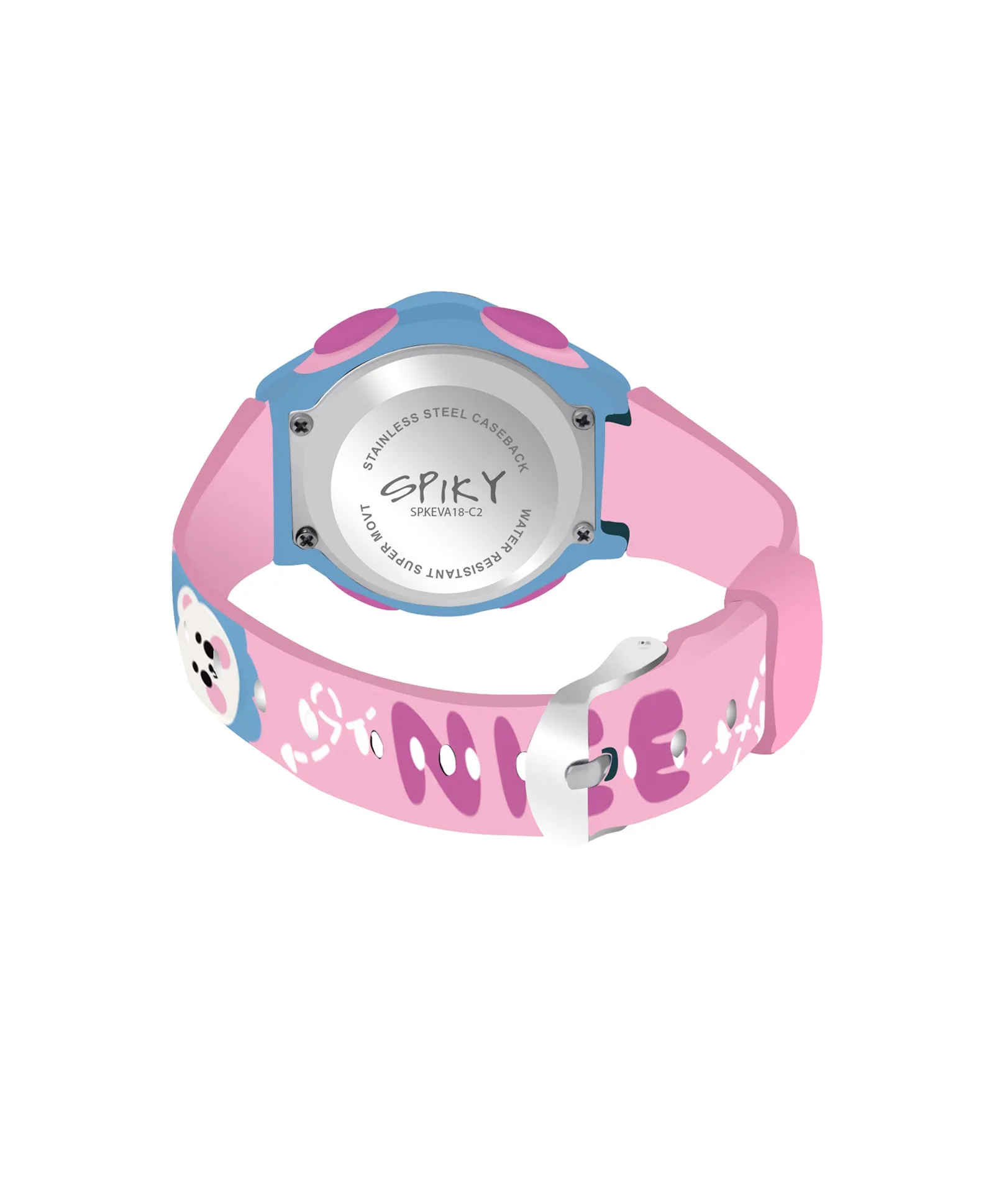 Spiky Eva18 Printed Strap Round Sports Digital Watch - Pink