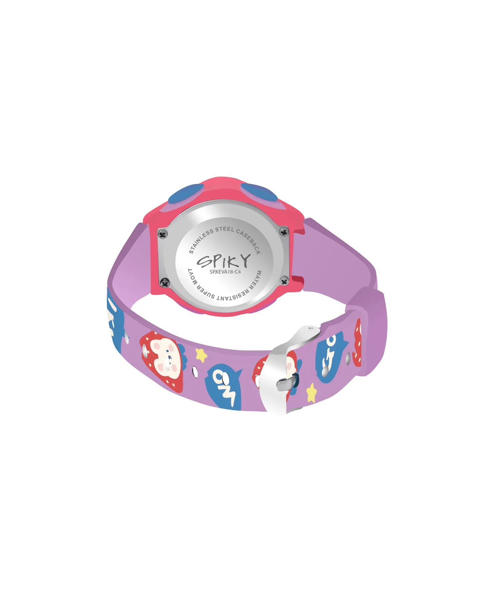 Spiky Eva18 Printed Strap Round Sports Digital Watch - Pink