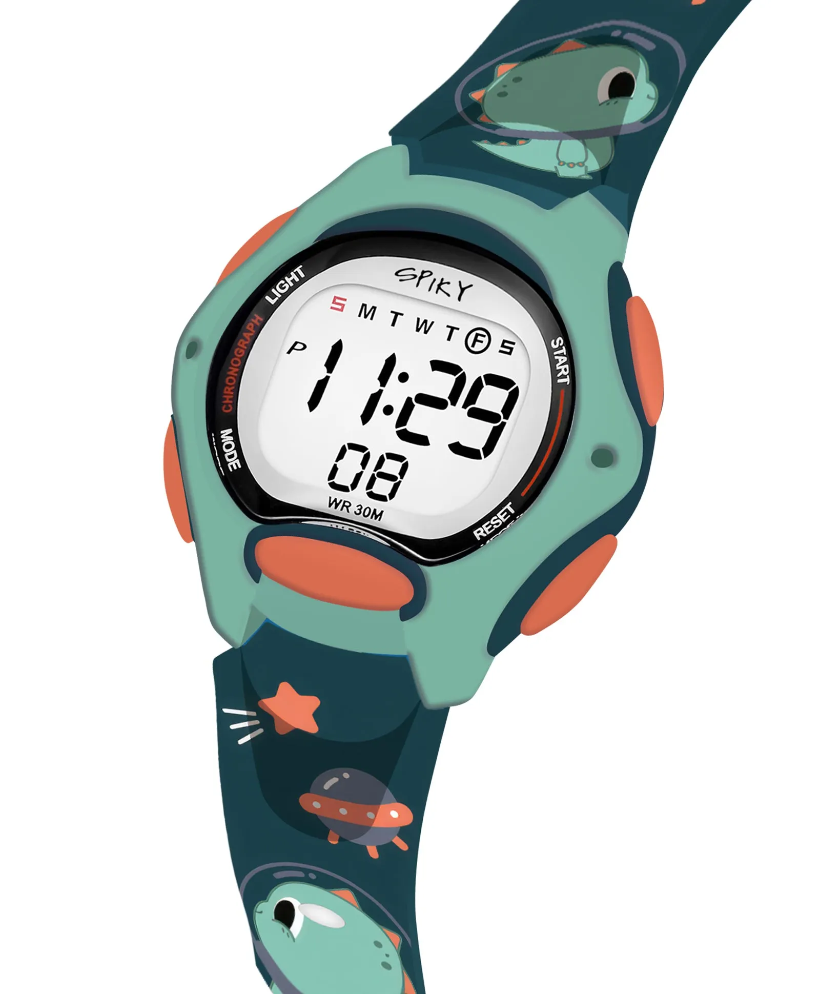 Spiky Eva18 Printed Strap Round Sports Digital Watch - Pink