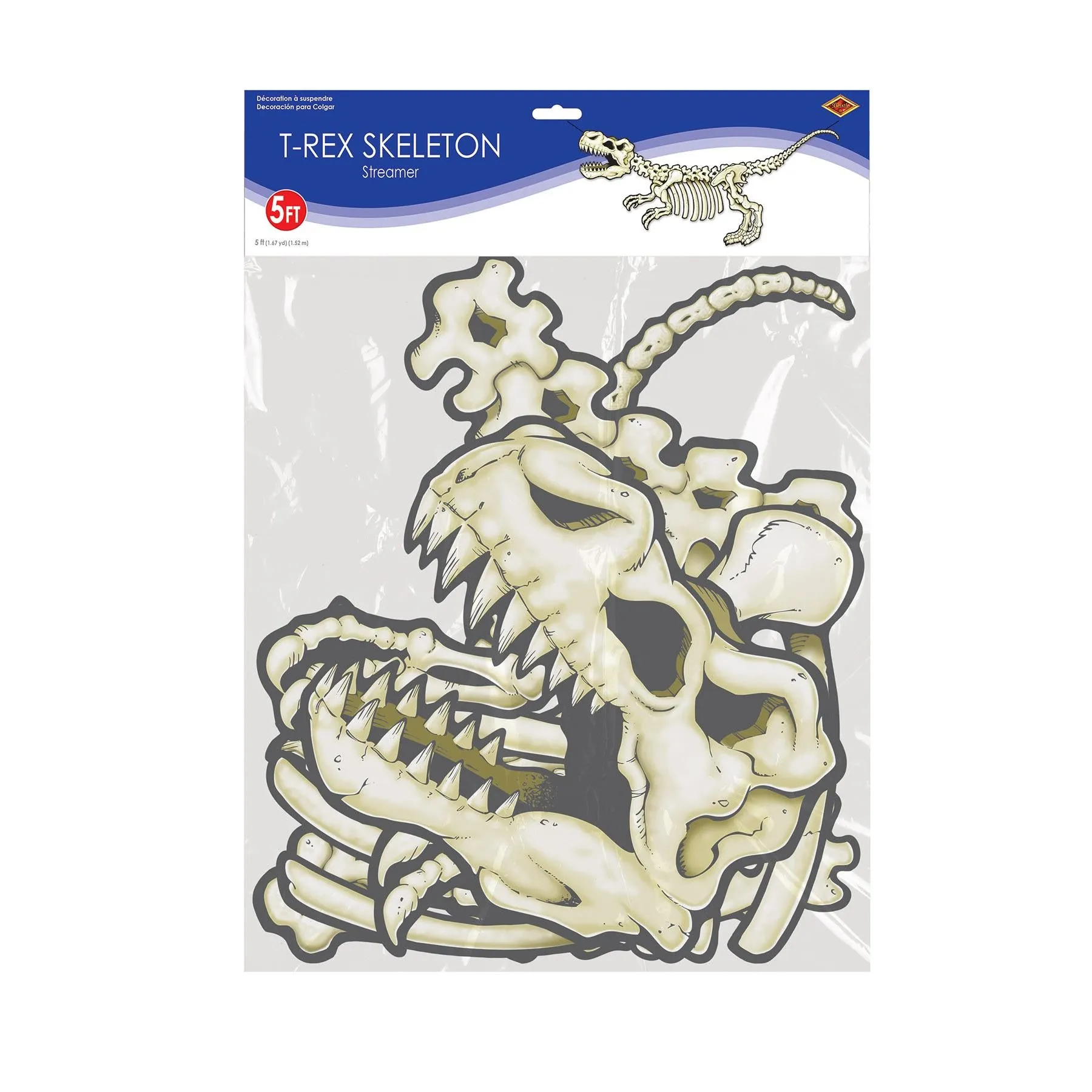 T-Rex Skeleton Party Streamer