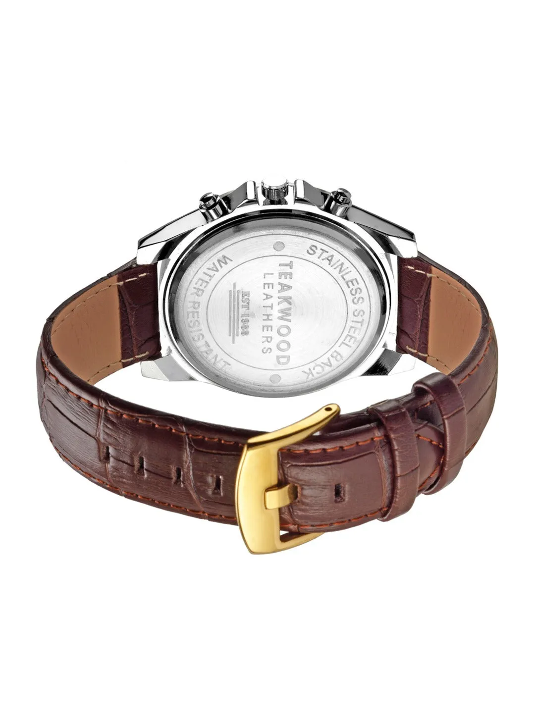 Teakwood Leathers Brown & Gold-Toned Men Analog Watch
