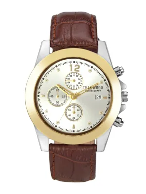 Teakwood Leathers Brown & Gold-Toned Men Analog Watch