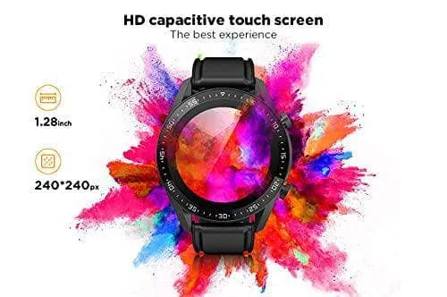 The Mohrim GT1 Smart Watch with Bluetooth Calling, Large Battery (Black)