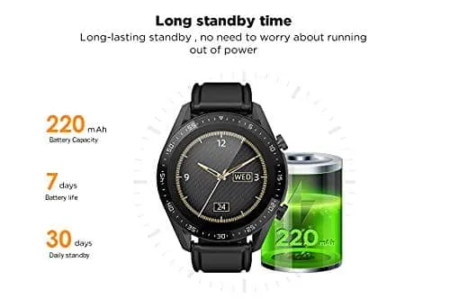 The Mohrim GT1 Smart Watch with Bluetooth Calling, Large Battery (Black)